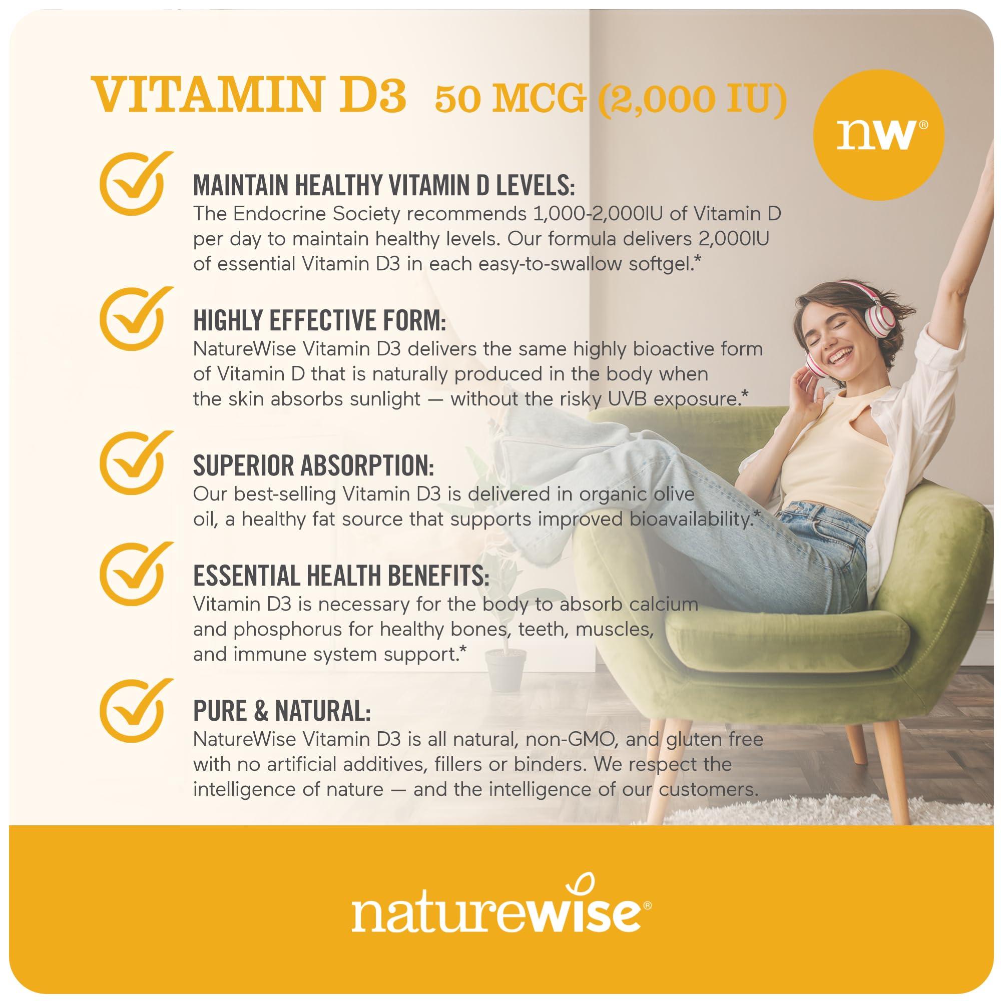 Viva Naturals Viva Naturals 24 oz Organic Psyllium Husk Powder & NatureWise 360 Count Vitamin D3 2000iu Mini Softgels