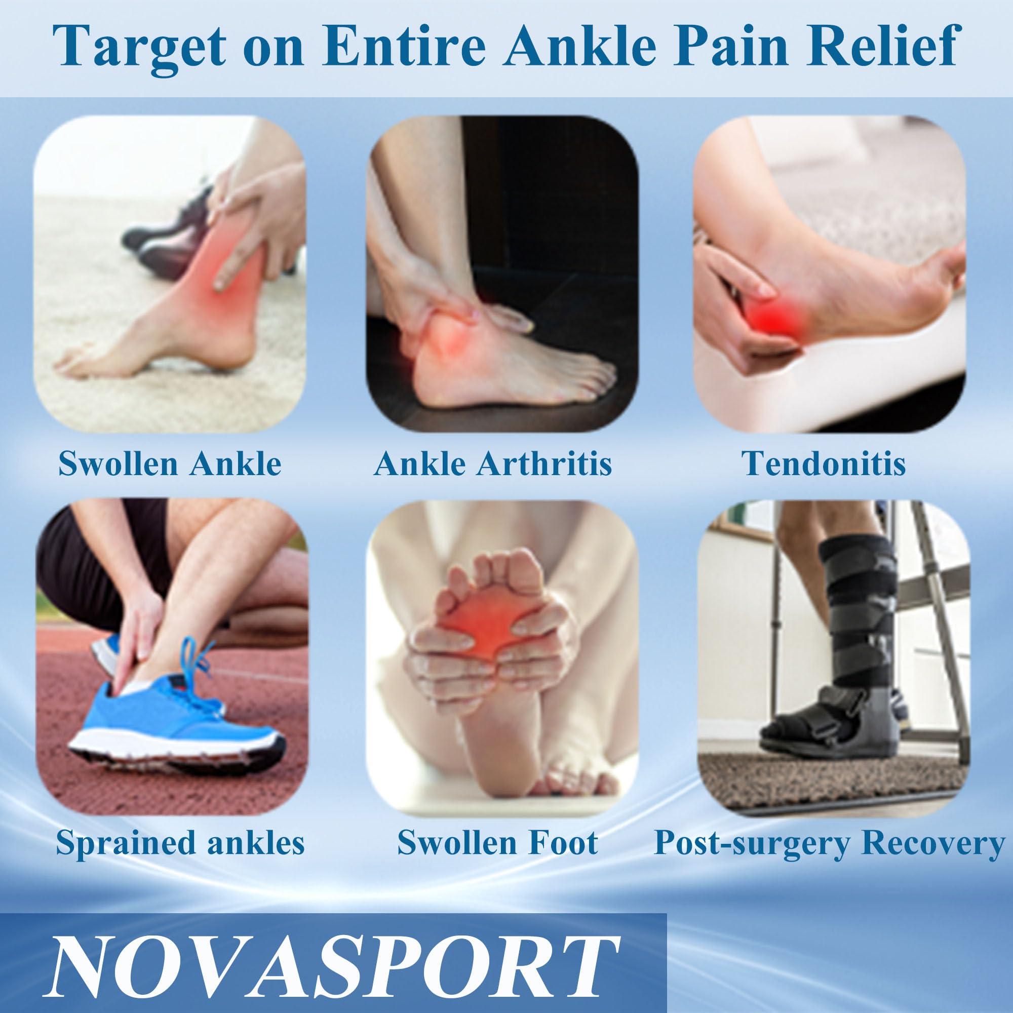 NOVASPORT NOVASPORT Ankle Foot Ice Pack Wrap for Injuries, Reusable Freeze Sleeve for Ankle Hot & Cold Therapy, Foot Ice Pack for Plantar Fasciitis, Achilles Tendonitis, Swelling, Foot Heel Ankle Pain Relief