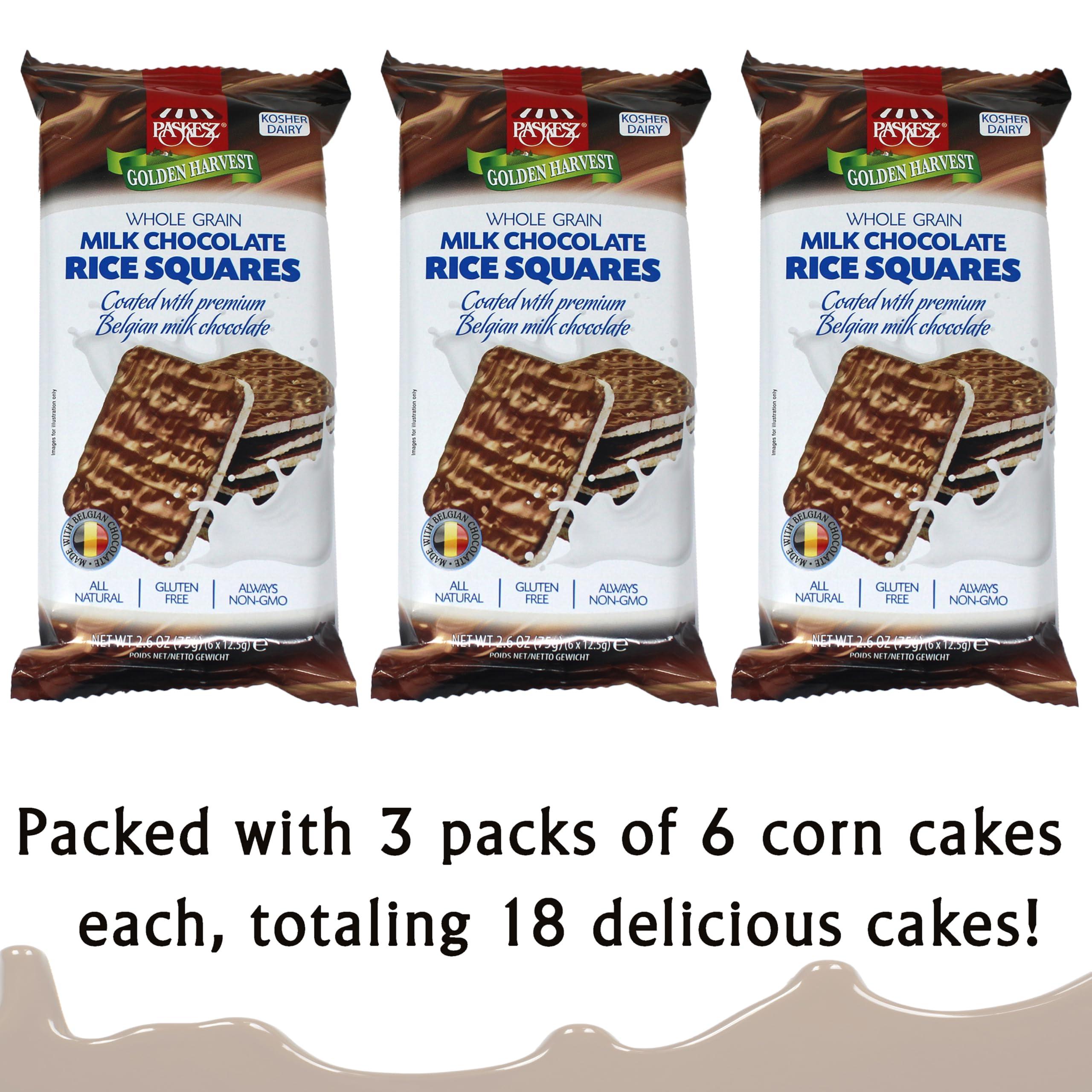 SNACKTERY Milk Chocolate Rice Cakes - Dairy Belgian Milk Chocolate Coated Rice Cake Snacks - Whole Grain Gluten Free Rice Cakes - Healthy Low Calorie Snacks - Kosher - 3 Pack - 6 Cakes Per Pack - 18 Total
