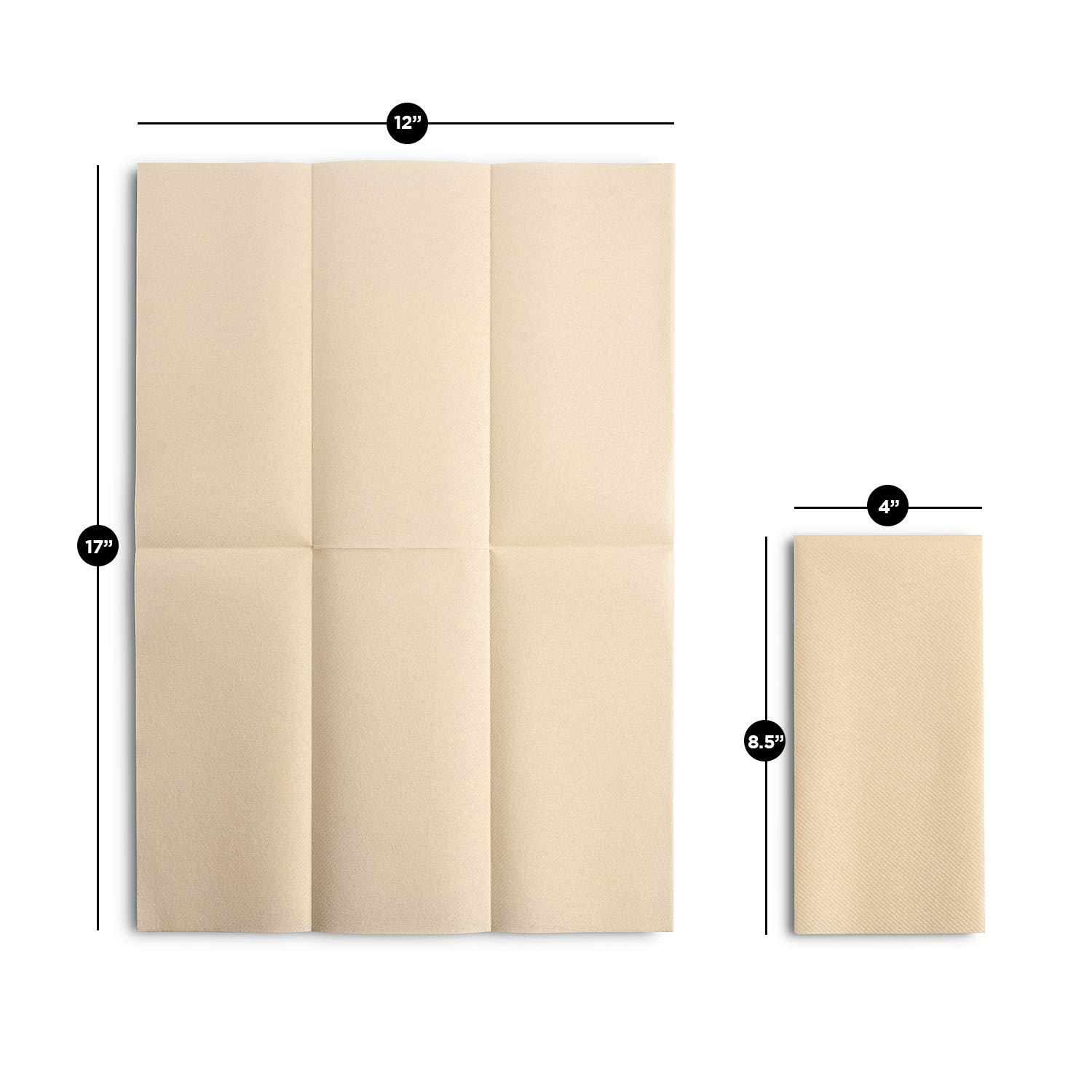 Servietto 50-Pack Disposable Linen-Feel Caramel Napkins, 12\" x 17\" Cloth-Like Paper Dinner Napkins For Wedding, Bathroom, Party Or Event