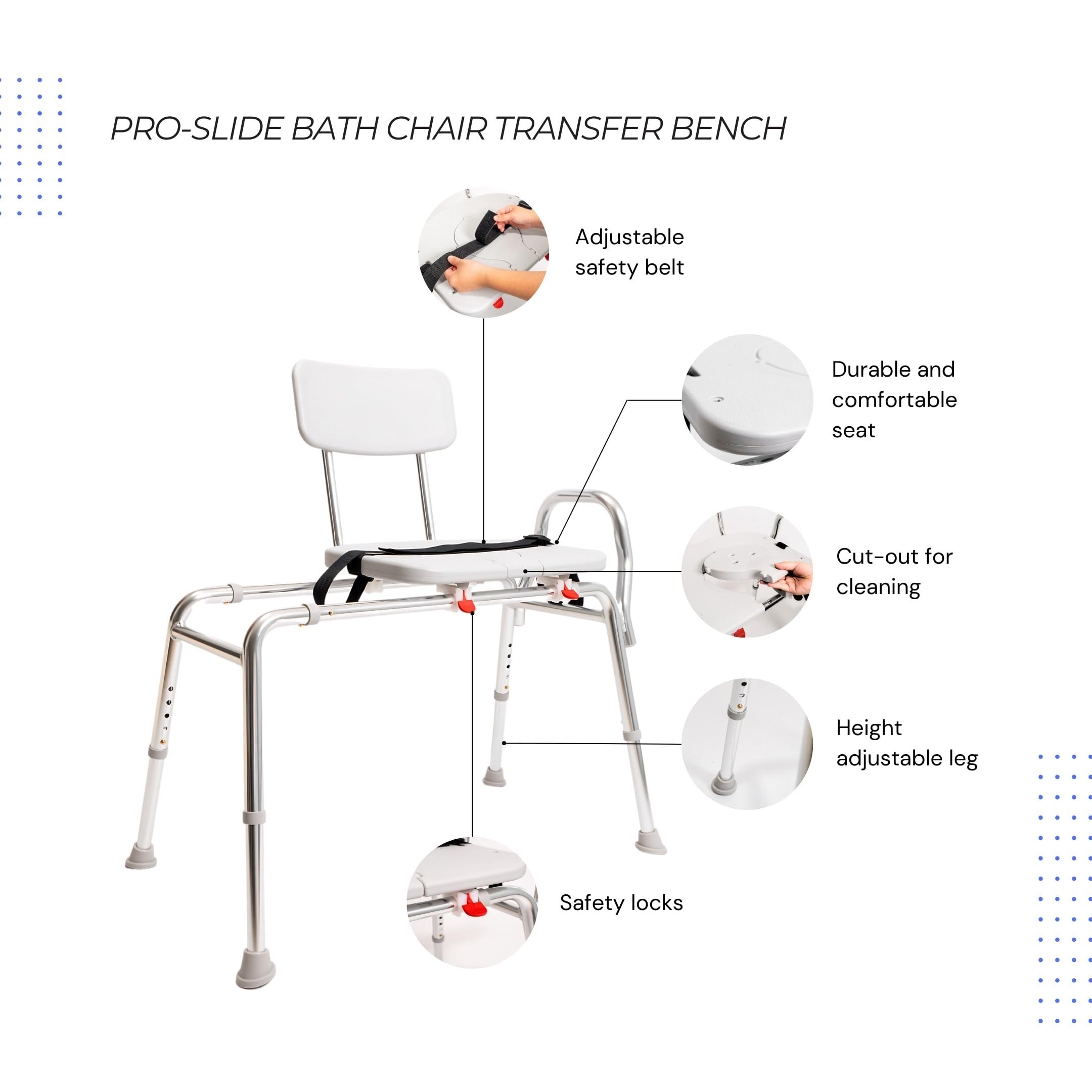 Eagle Health Supplies Eagle Health Supplies Pro-Slide Shower Chair & Tub Transfer Bench with Cut Out, Height Adjustable, Heavy-Duty Capacity up to 400 LBs, for Safety Shower, for Elderly & Disabled (70311)