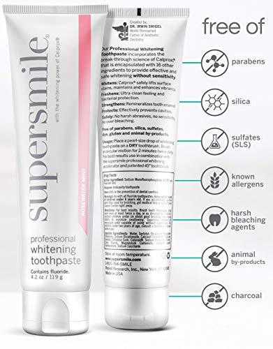 Supersmile Supersmile Professional Whitening Toothpaste with Fluoride - Powerful Whitening without Sensitivity - Safe and Effective on Dental Restorations (Rosewater Mint 4.2 Oz)