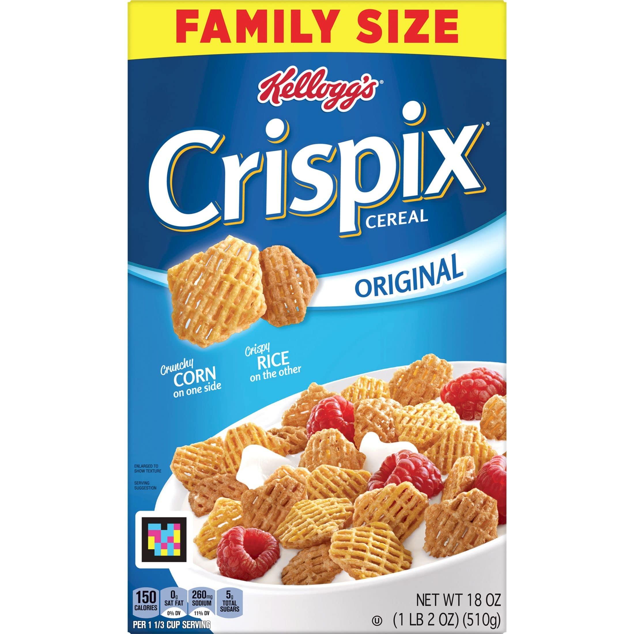 Crispix Kellogg\'s Crispix, Breakfast Cereal, Original, Family Size, 18oz Box