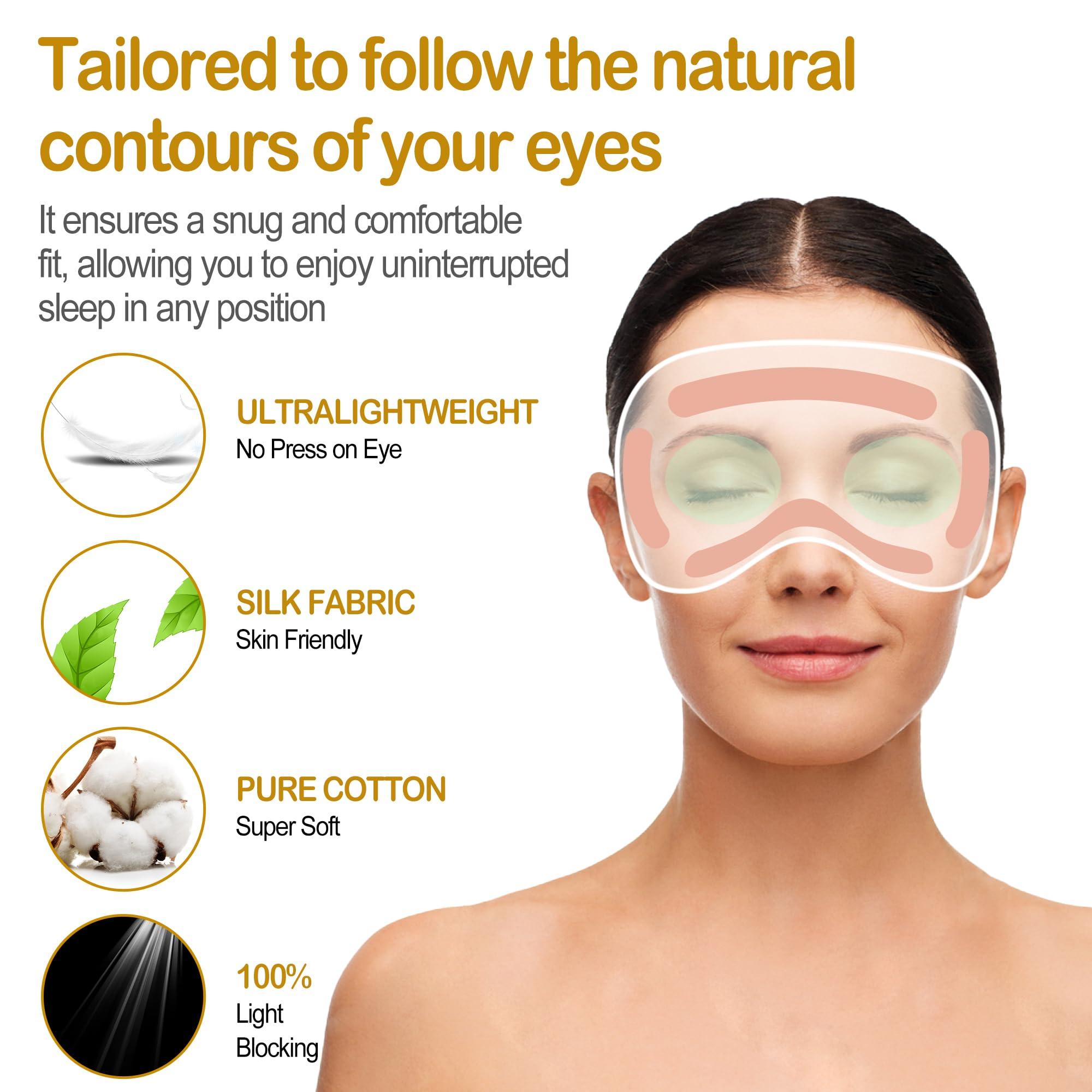 Pyopbow Sleep Mask Silk Eye Mask for Sleeping, Eye Cover Soft Satin Blindfold Adjustable Strap, Satin Blackout for Men & Women, Super Soft Eyeshade for Night Sleeping (Gold)