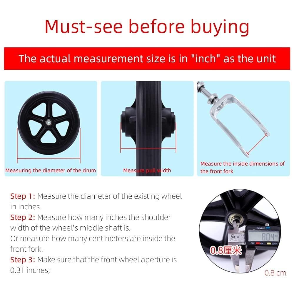 HBCH HBCH Universal Caster A Pair of Manual Wheelchair Front Wheel 6 Inch 7 Inch 8 Inch Solid Walker Replacement Wheels Front Small Tire - Front Wheelchair Caster with Bearing - Anti-Slip