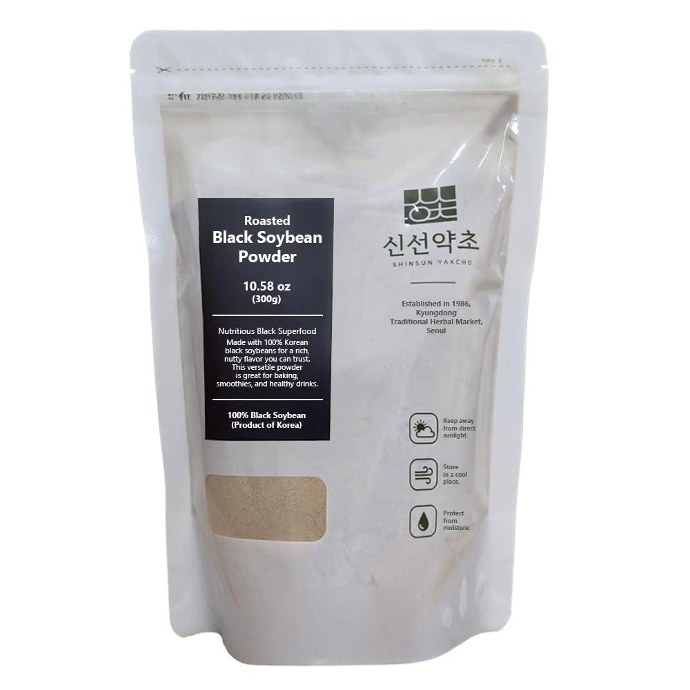KOREAC KOREAC_ Korean Roasted Black Soy Bean Powder 300g(10.6 oz), 100% Natural, Nourishing Black Food, Rich & Savory, (300g(10.6 oz)_1Pack)