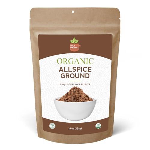 SPICY ORGANIC SPICY ORGANIC Pure Organic Allspice Ground 16 oz. - Certified USDA Organic - Allspice Seasoning for Baking, Marinades, Pickling, Stews, Sauces, and Beverages
