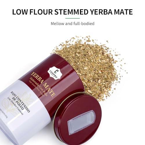 Cuopru Yerba Mate, CUOPRU Suave Argentinian Mate Tea, Low Tea Powder, Original Leaves with Stems, Include Portable Storage Tea Caddy(N.W.247g)