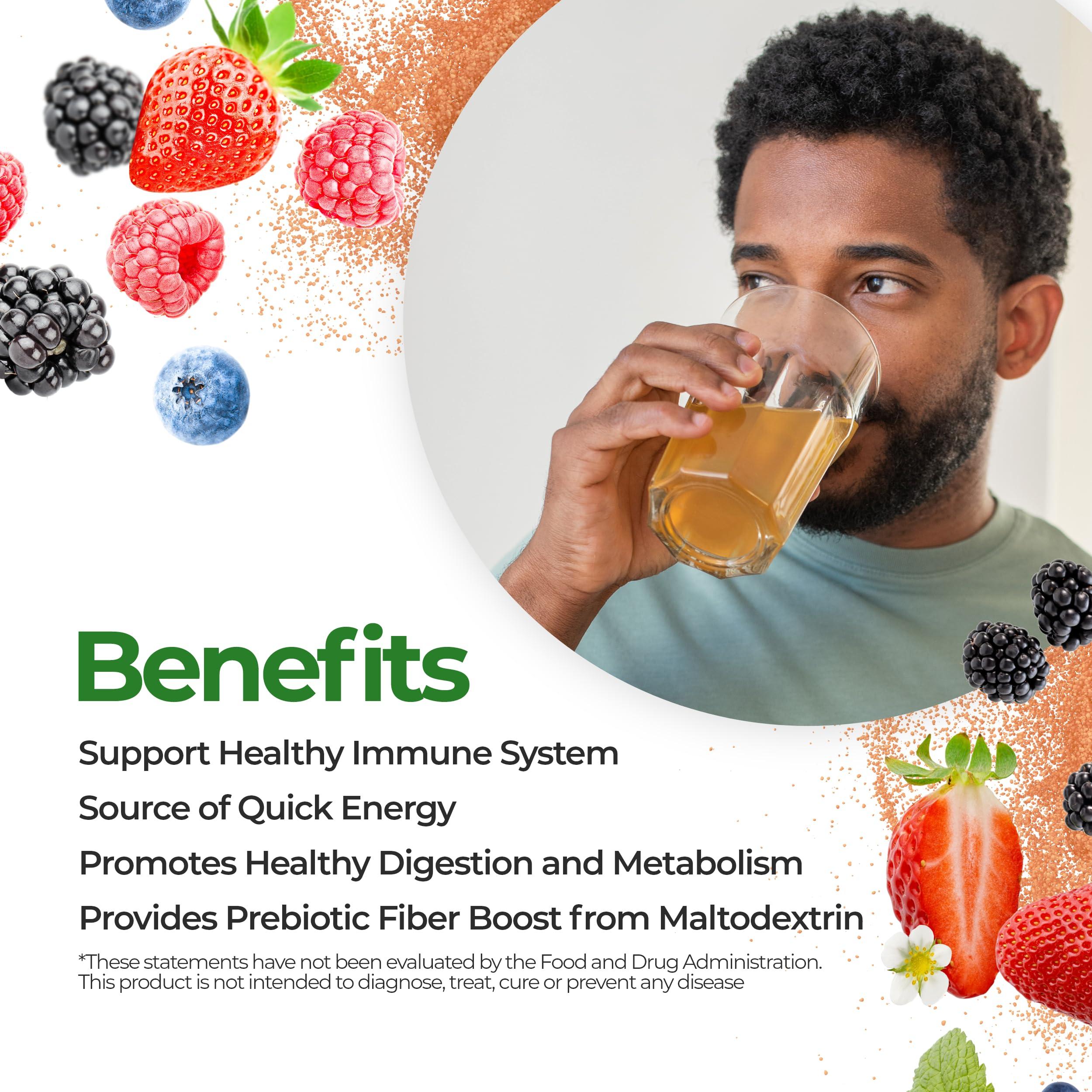 FeelGood Superfoods FeelGood Superfoods Kombucha Iced Tea Packets, Delicious Mixed Berries Flavored Refreshing Instant Kombucha Powder Fizzy Drink, Probiotic Supplement for Gut Health, 14 pack