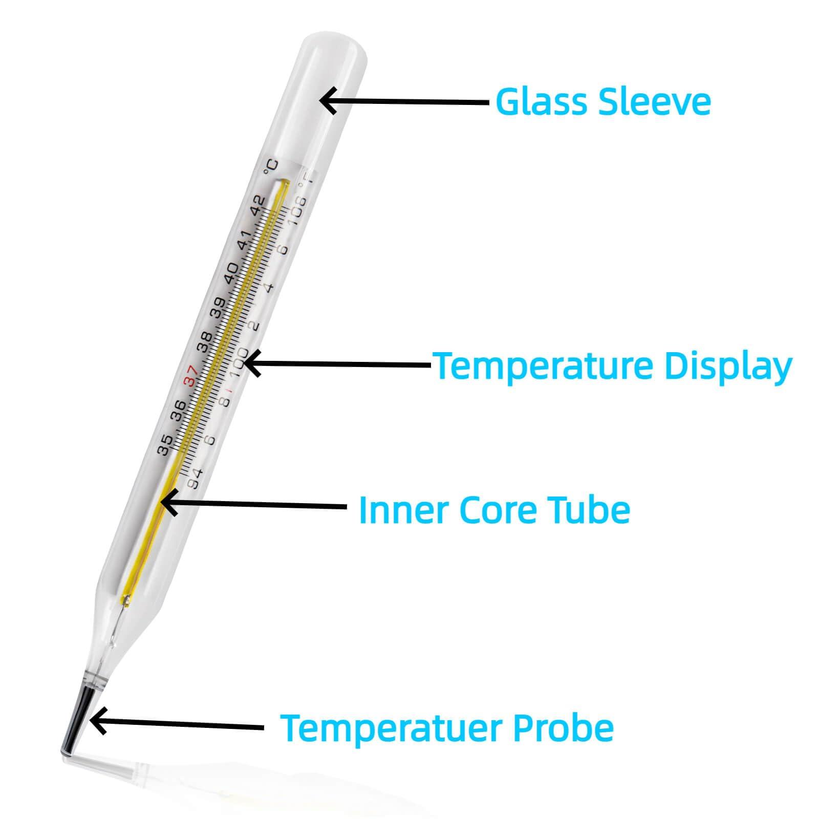 HARIKA LIFE & Clinical Glass Thermometer for Underarm 2PCS - Classic Non Digital Thermometer for Adults - Medical Fever Thermometer - Accurate Easy Reading by HARIKA LIFE