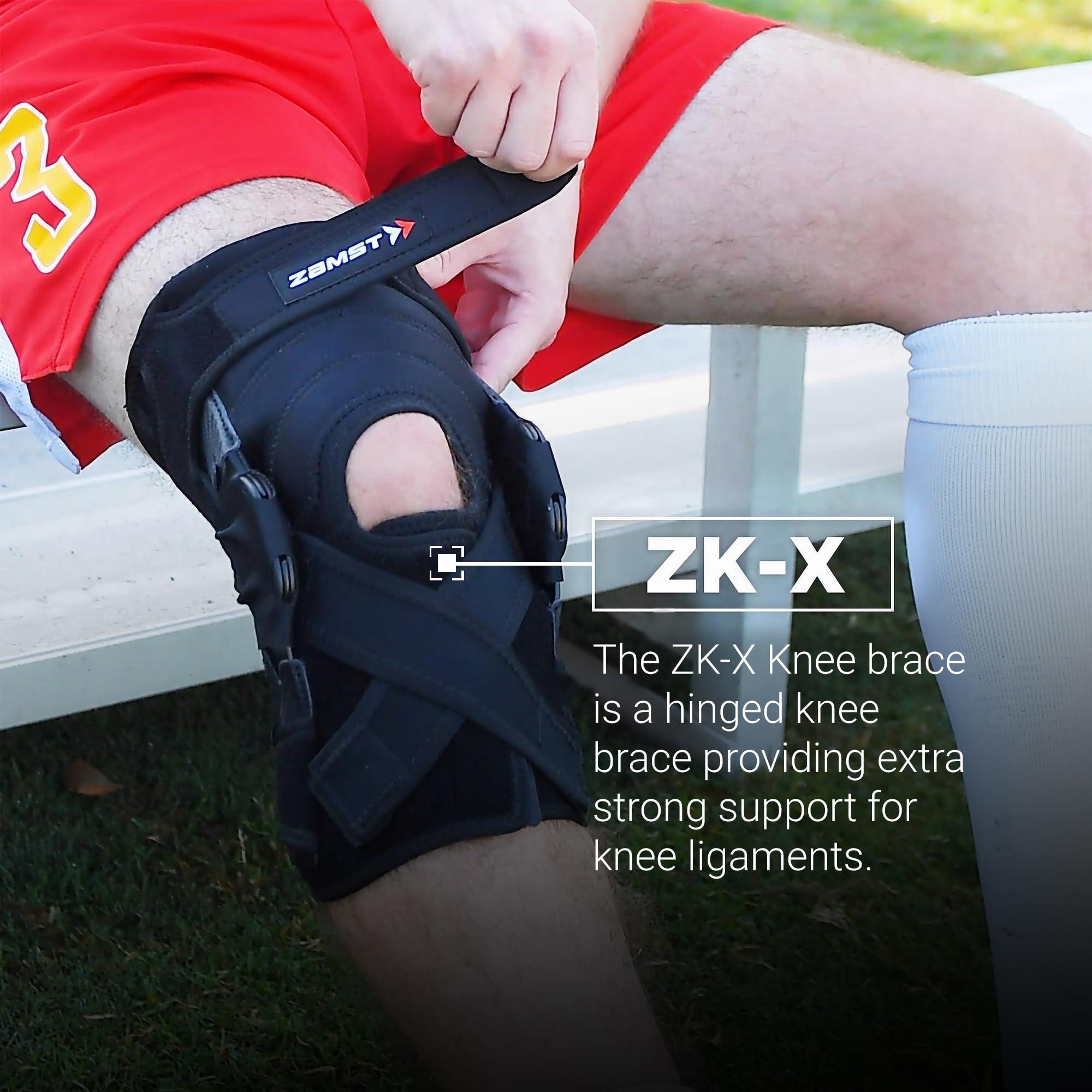 Zamst Zamst ZK-X Sports Knee Brace With Metal Hinges Protecting the Knee Ligaments For Moderate Sprains Of the ACL, MCL, LCL-for Basketball, Volleyball, Soccer, Football, Lacrosse, Ice Hockey-Black, 2XL