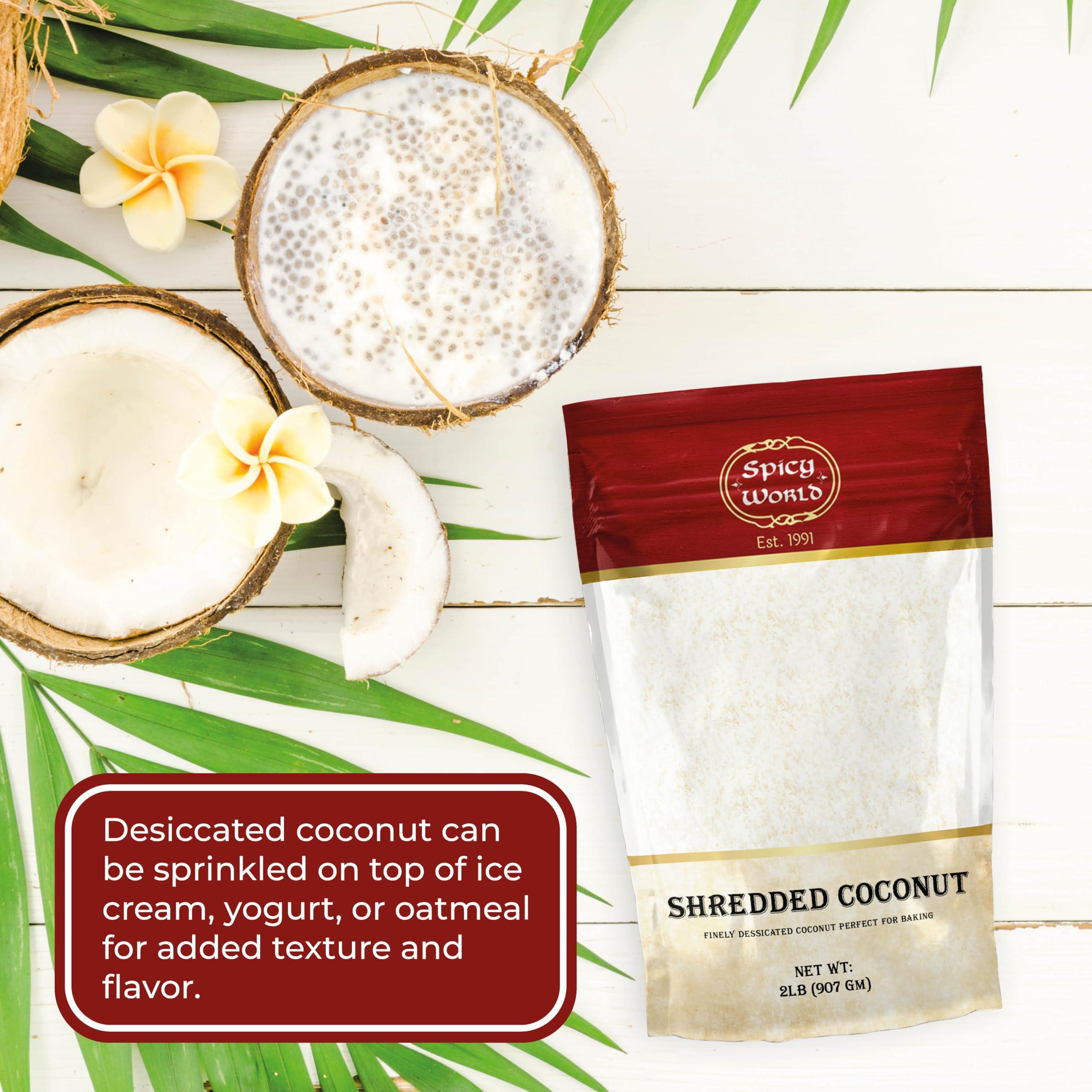 Spicy World Spicy World Shredded Coconut Powder 2 Pound Bulk Bag (Desiccated Coconut) - Unsweetened & Finely Shredded Powdered - Great for Baking, Smoothies and More!