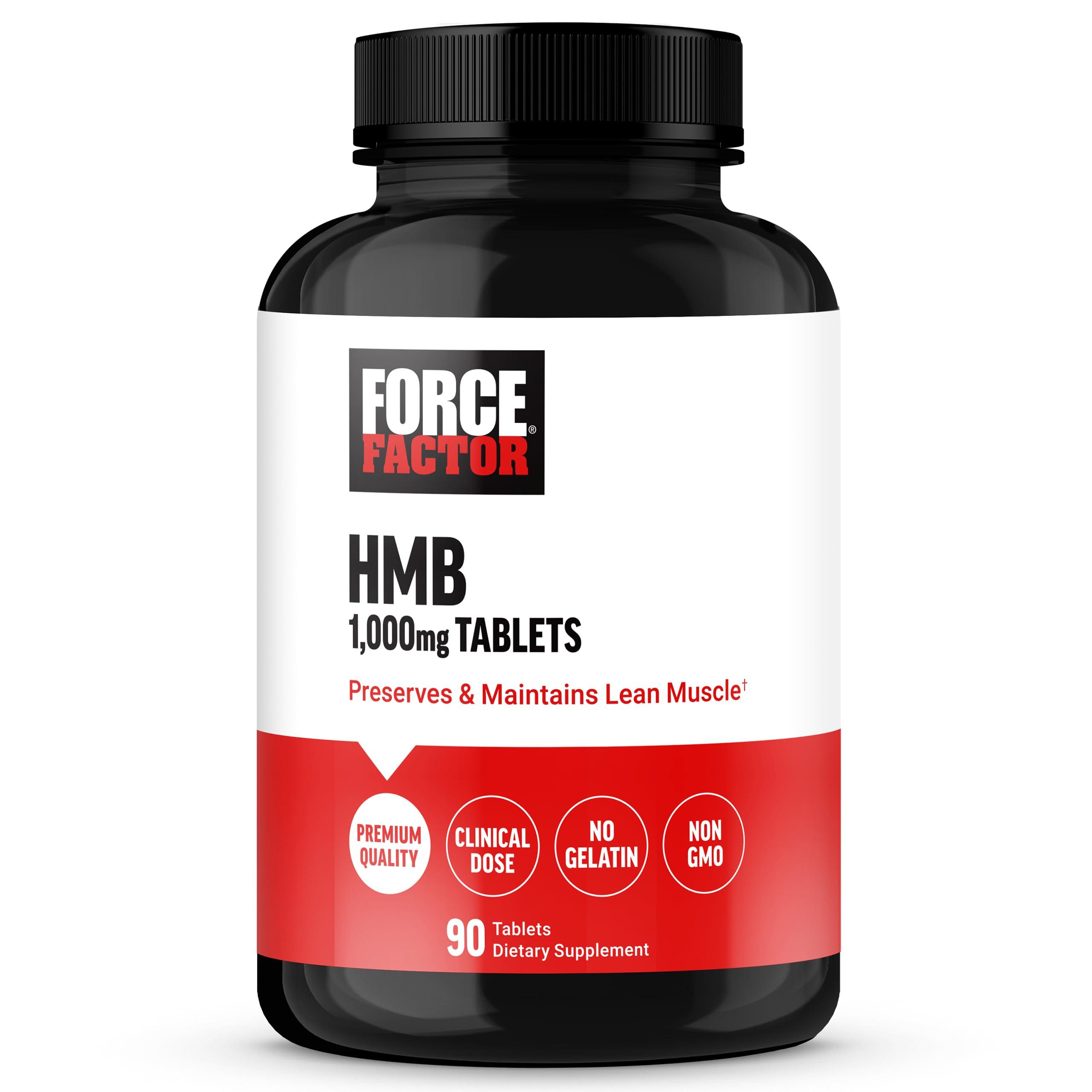 Force Factor FORCE FACTOR HMB Supplement to Preserve Lean Muscle, Support Workout Recovery, and Prevent Muscle Protein Breakdown, Clinical Dose, Premium Quality, Non-GMO, 90 Tablets