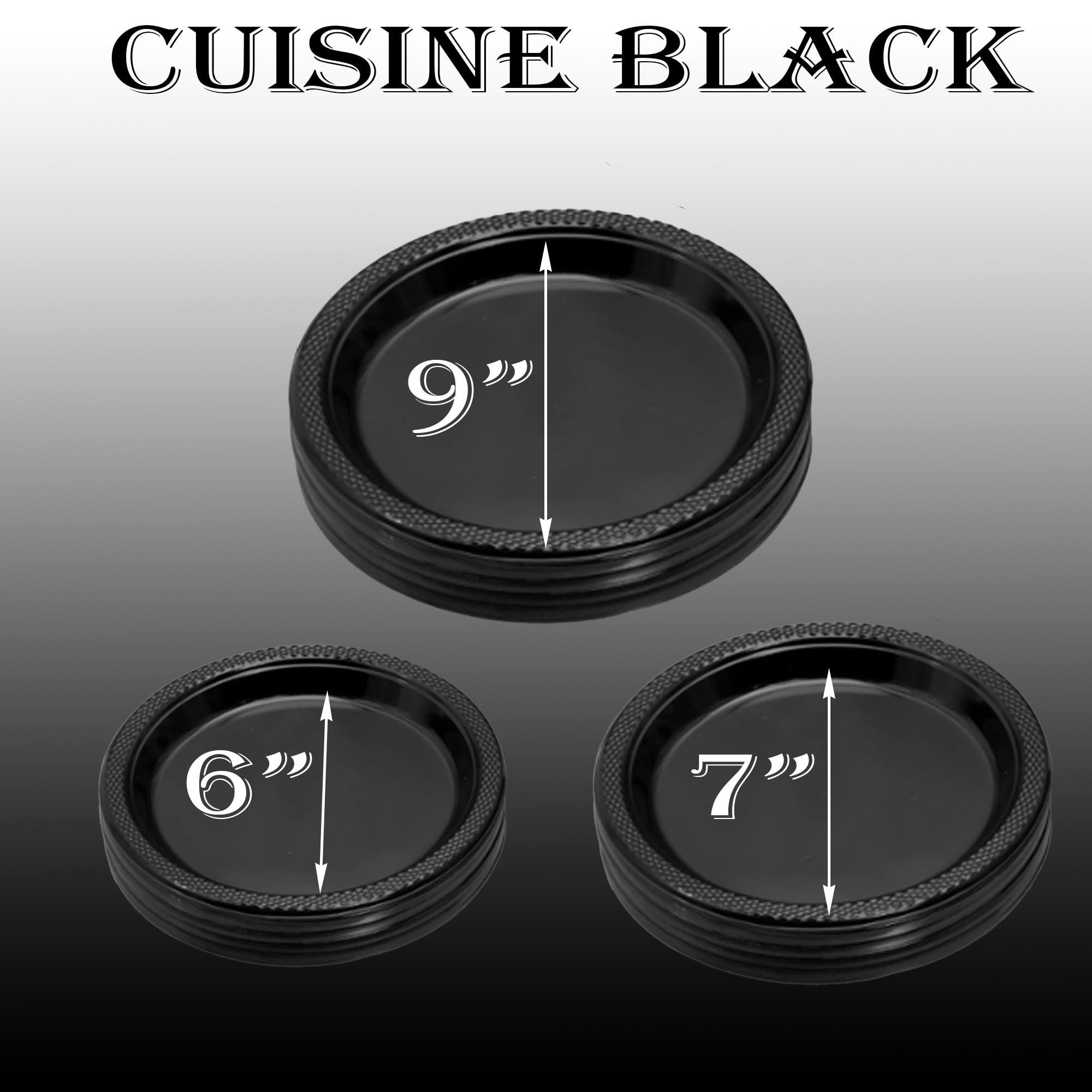 EcoQuality EcoQuality Disposable 9\" inch Round Black Plastic Plates - China Like Party Plates, Heavy Duty Large Disposable Dinner Plates, Salad Plate, Weddings, Serveware (400)