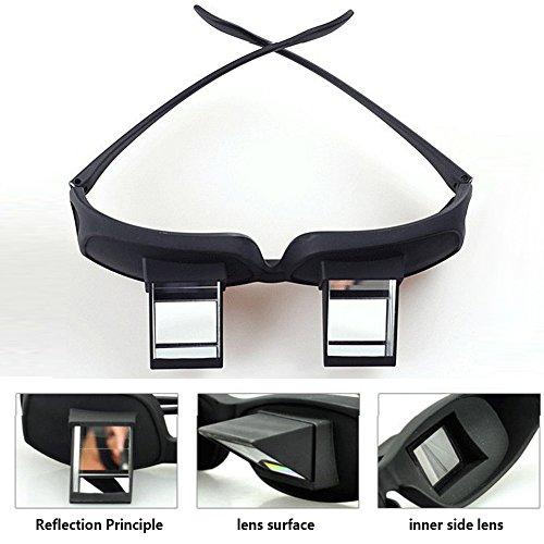 F Flammi Flammi Lazy Glasses Prism Glasses Horizontal Spectacles Lie Down for Reading/Watching TV (Plastic, Black)