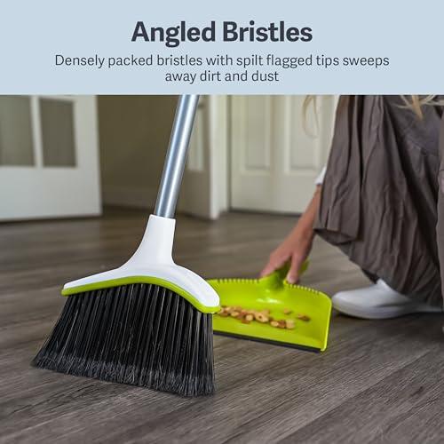 Casabella Casabella Broom & Dustpan Set, 44-Inch Angled Broom with Snap-On Dustpan, Durable Bristles, Innovative Dustpan, Convenient Storage - Perfect for Tile, Wood, and Laminate Floors
