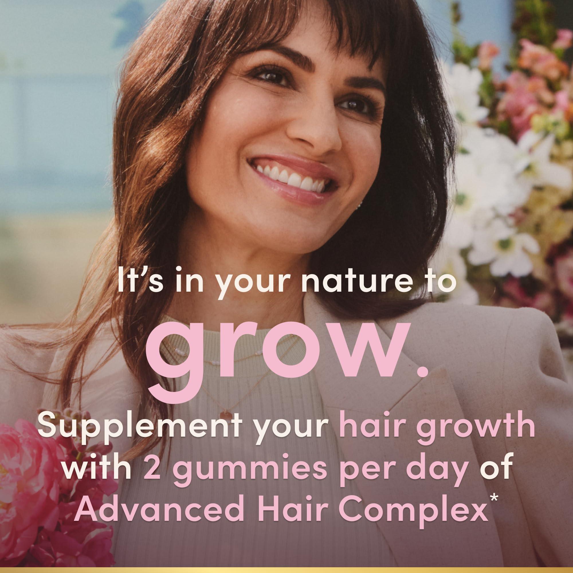 Nature\'s Bounty Natures Bounty Hair Growth Gummies for Supporting Thicker, Fuller Hair with Biotin, Silicon & Arginine, Peach Mango Flavor Gluten Free, Contains No Lactose, Sodium or Fish, 60 Count/30 Servings