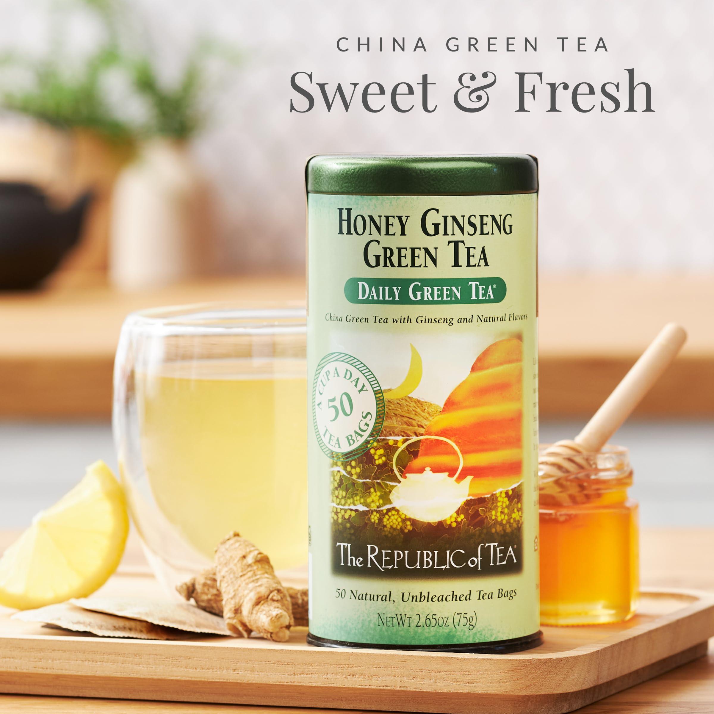 The Republic of Tea The Republic of Tea - Honey Ginseng Green Tea, 50 Tea Bags, Tin | Flavored Gourmet Tea | Caffeinated