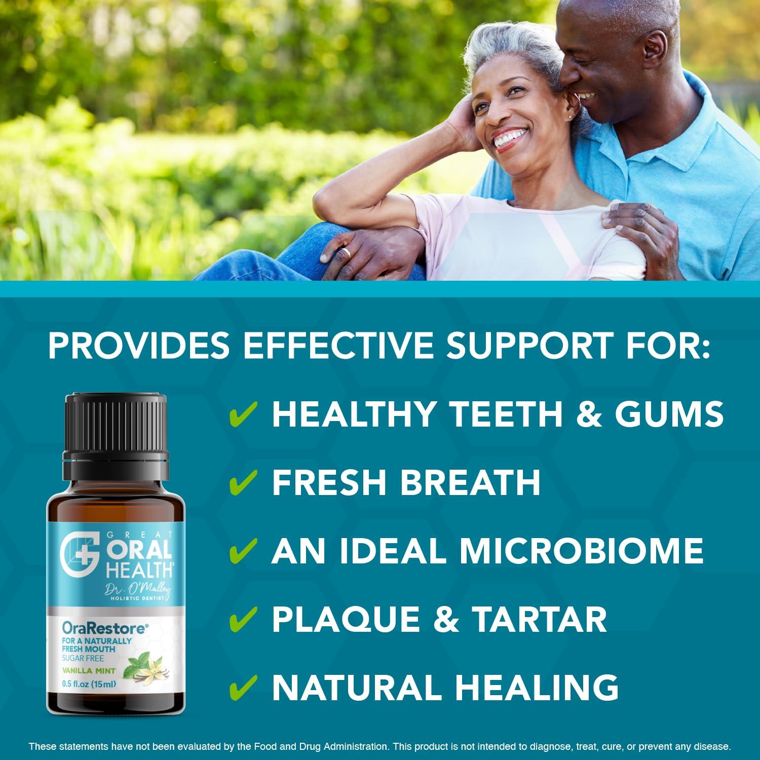 Great Oral Health Advanced Bad Breath Treatment Duo The Oral Probiotics Tablet & OraRestore Natural Mouth & Tooth Concentrated Oil Dentist Formulated Mint Flavor