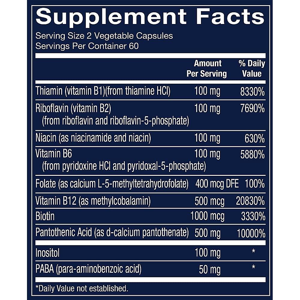 Vthrive Vthrive Bioactive B-Complex - Vitamin B + Active Coenzymes for Energy Production (120 Vegetable Capsules)