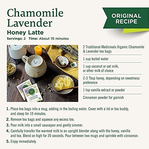 Traditional Medicinals Traditional Medicinals Organic Chamomile & Lavender Herbal Tea, Settles Nervous System, (Pack of 6) - 96 Tea Bags Total