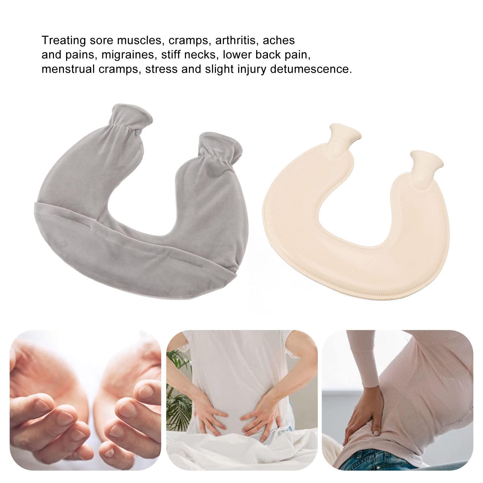 CHICIRIS CHICIRIS Neck Hot Water Bag, 1 Liter U Shaped Rubber Hot Water Bottle with Cover for Pain Relief, 14.3 x 12.4 (Gray)