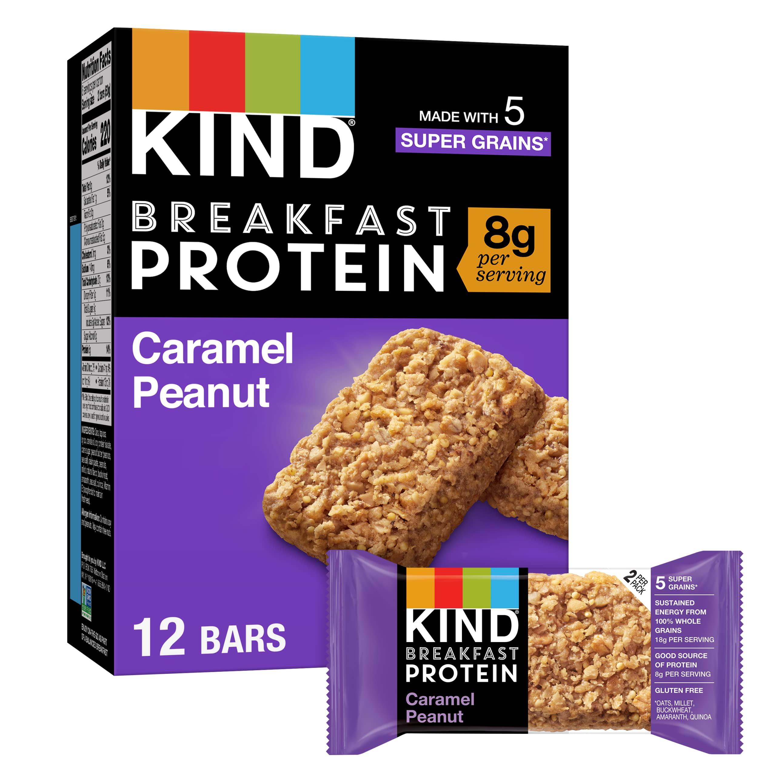 KIND KIND Breakfast Protein Bars, Caramel Peanut, Healthy Snacks, Gluten Free, 6 Count