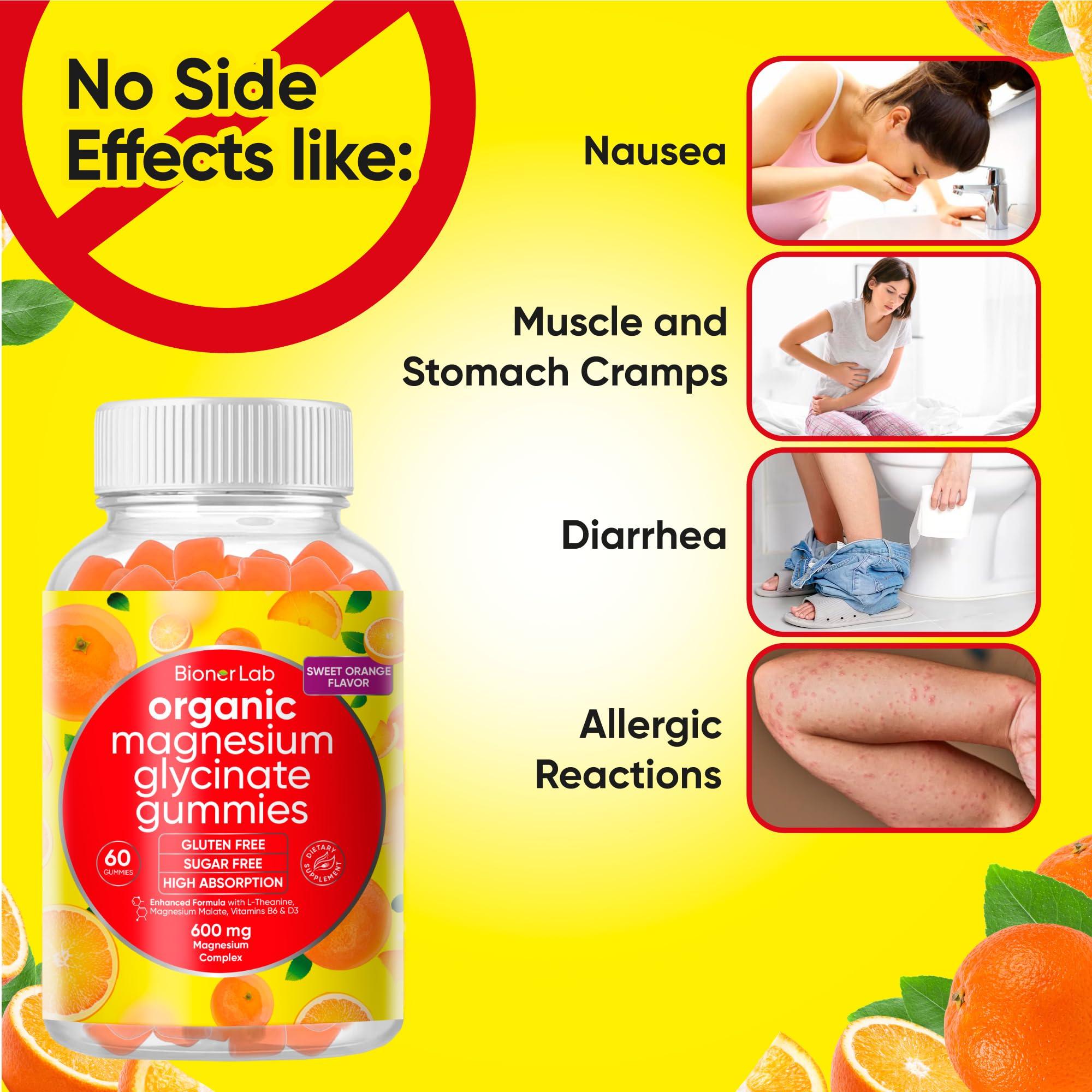 BionerLab BionerLab Magnesium Glycinate Chewable Gummies (600mg) for Kids & Adults Women Men - Vegan Complex with Calcium Potassium Vitamin D B6 L-Theanine - Sugar & Gluten Free - Orange Flavor