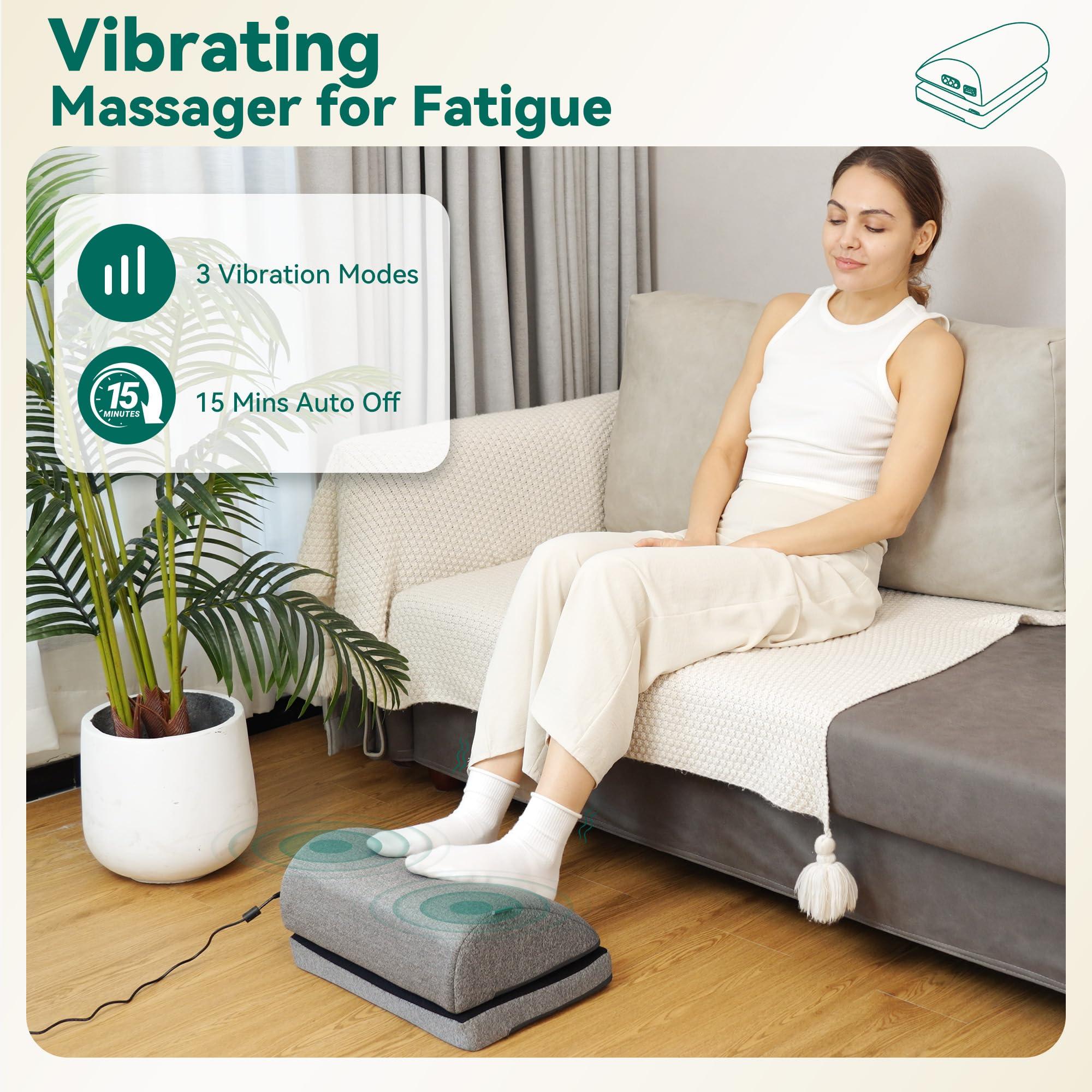 Snailax Snailax Vibration Back Massager with Heat and Ergonomic Footrest, Seat Cushion with 8 Vibrating Motors & 5 Modes, Adjustable Foot Stool with 2 Heat Levels & 3 Vibration Modes for Home, Office, Chair