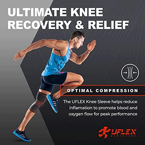 UFlex Athletics UFlex Athletics Knee Compression Sleeve Support for Women and Men - Knee Brace for Pain Relief, Fitness, Weightlifting, Hiking, Sports - Red, Large