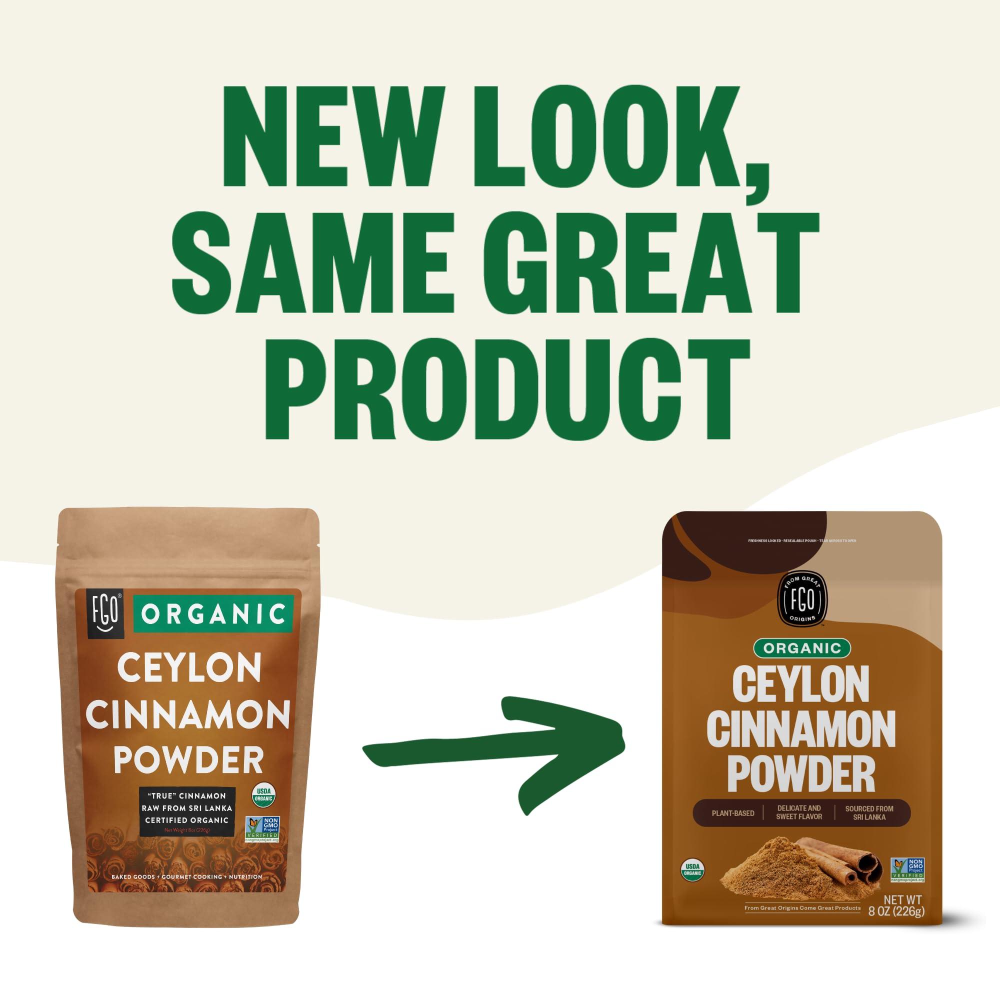 FGO FGO Organic Ceylon Cinnamon Powder, from Sri Lanka, 8oz, Packaging May Vary (Pack of 1)