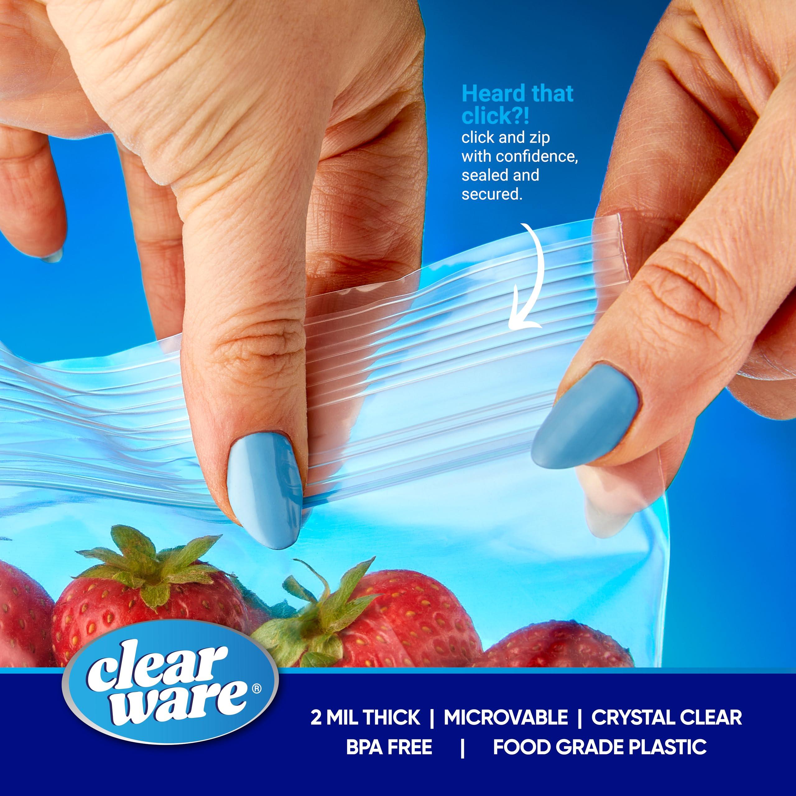 CLEARWARE Sandwich Bags Zipper Top- 300 Count, Resealable Plastic Food Storage Bags For Lunch, Snacks - Reusable Zipper Lock Containers for Fruit, Veggies - Freezer & Microwave-Safe, Strong Seal - 2 Boxes