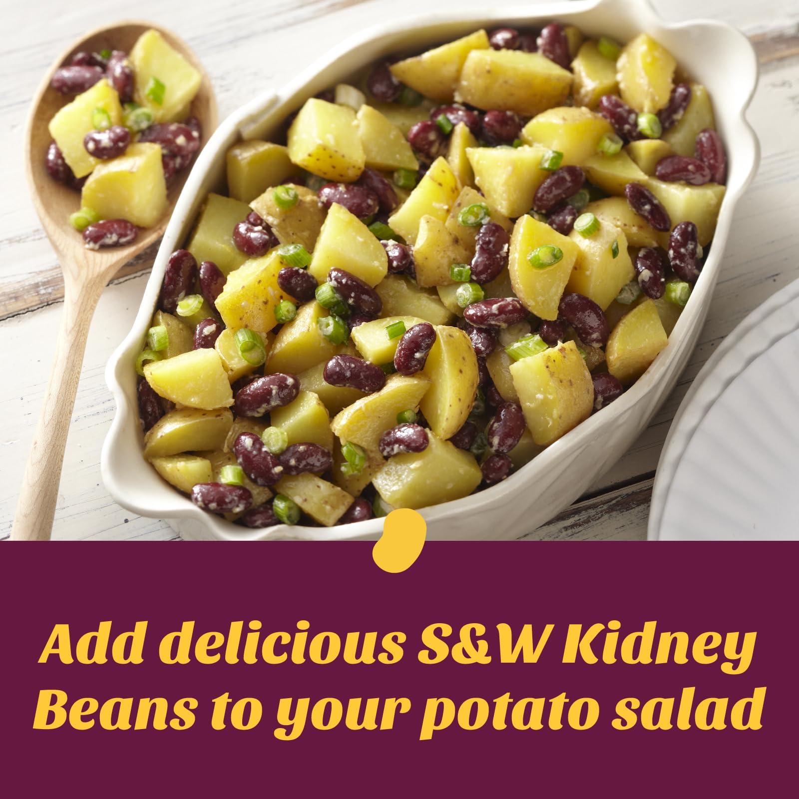 S & W S&W Low Sodium Canned Kidney Beans, Plant Protein and Fiber, Gluten Free, Vegan, Fat Free, 12 Pack of 15.5 oz Cans