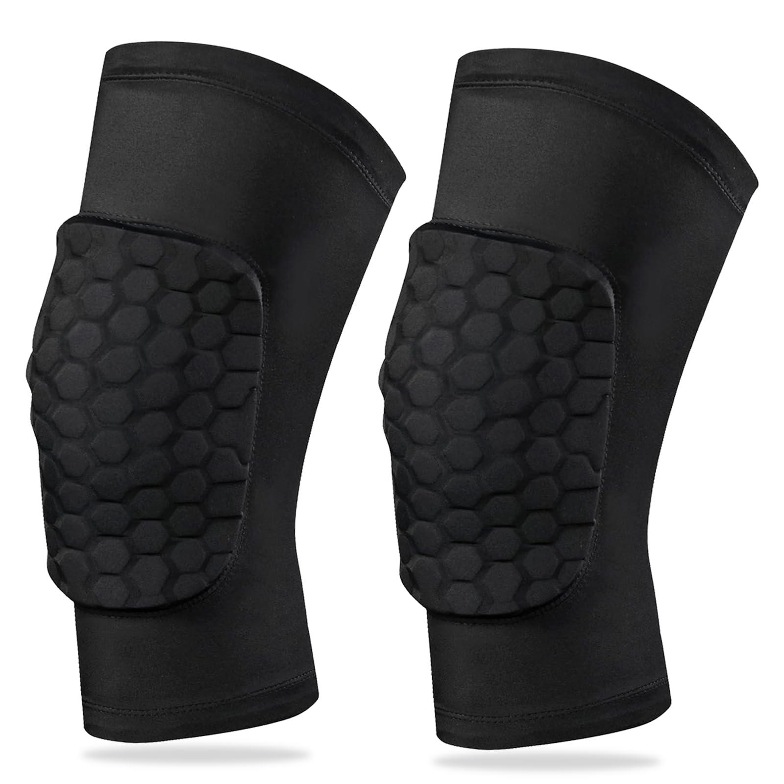 DONOTGO Knee Compression Pads,Knee Sleeve Basketball Volleyball Knee Pads with Honeycomb Padding Knee Brace Soft Knee Pads Knee Compression Sleeve and Non-Slip Knee Pads for Men Women Dancers(Pair Black,L)