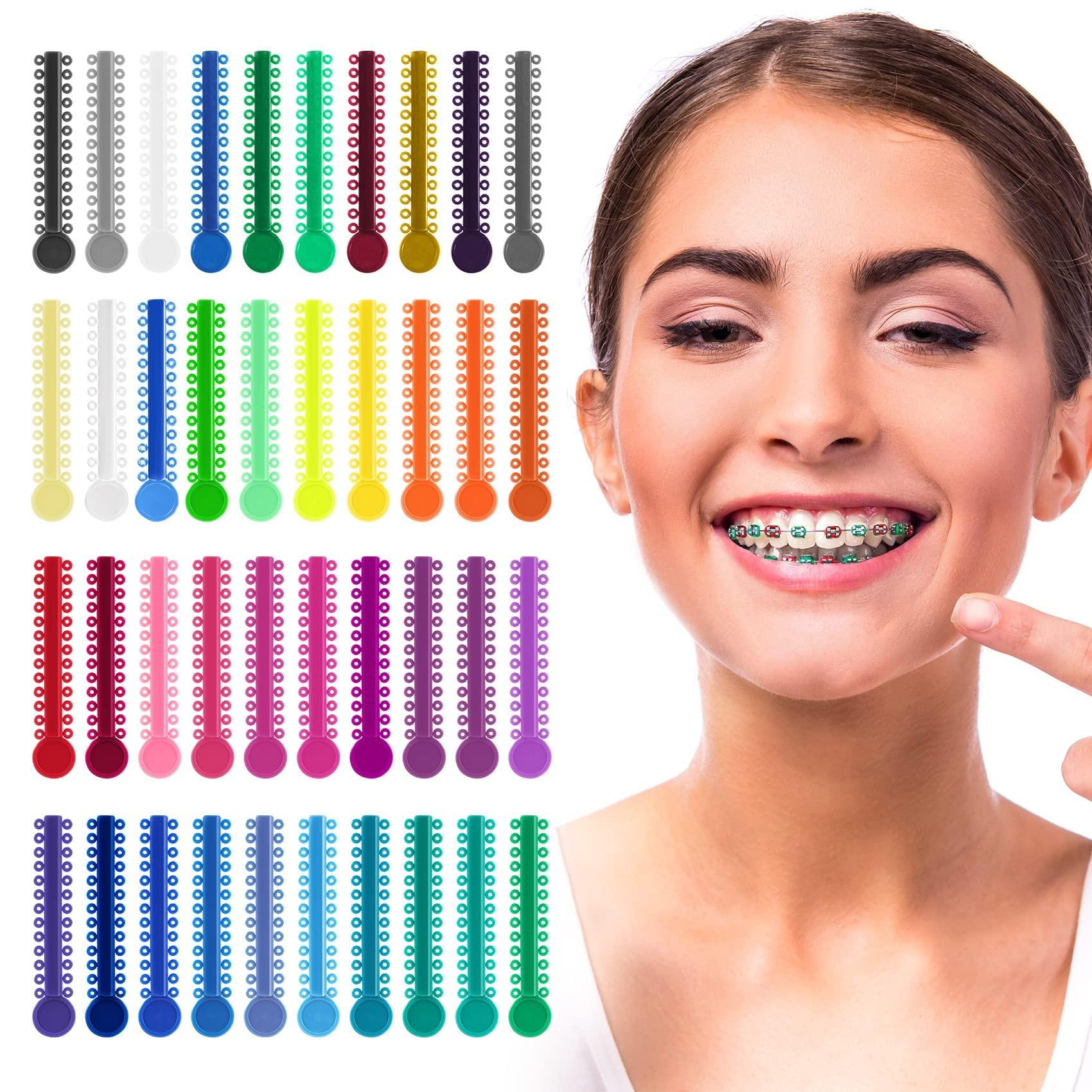 PROTECTOR Dental Orthodontic Ligature Ties Braces 1040 Pcs, Ortho Braces Color Bands Ligature Ties Elastomeric O-Rings for Braces (Multi color)