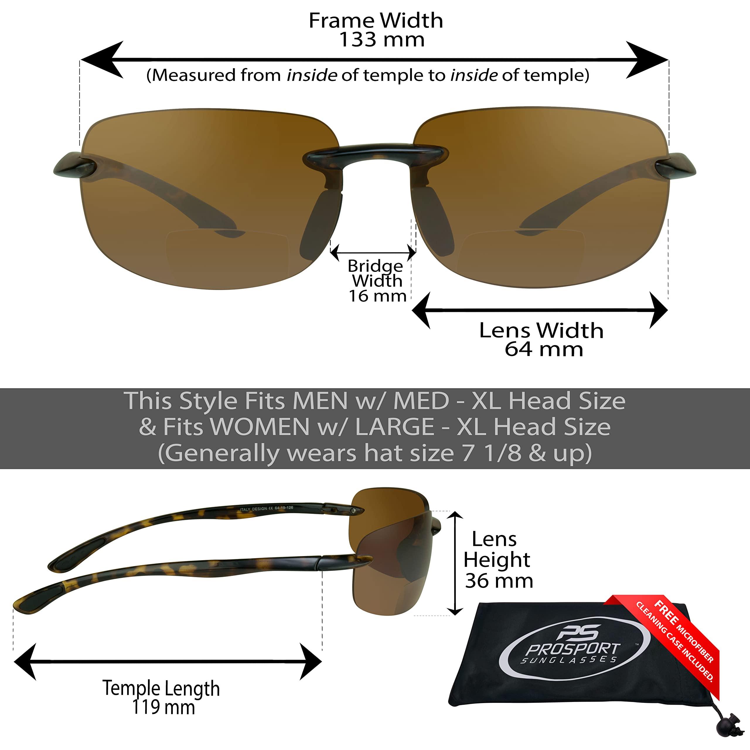 proSPORT proSPORT BIFOCAL Reading Sunglasses +2.25 Grey with Black Frame, HD & Yellow Lens with Tortoise Frame