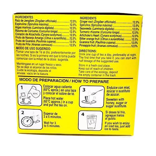 GN+Vida SinKilos Detox Tea GN+Vida Powerful Cleansing Tea with Ginger, Spirulina, Turmeric Orange and Pineapple Healthy Antioxidant Formula, Caffeine Free All Natural Digestive Te Panza y Grasa Herbal | 30 Ct