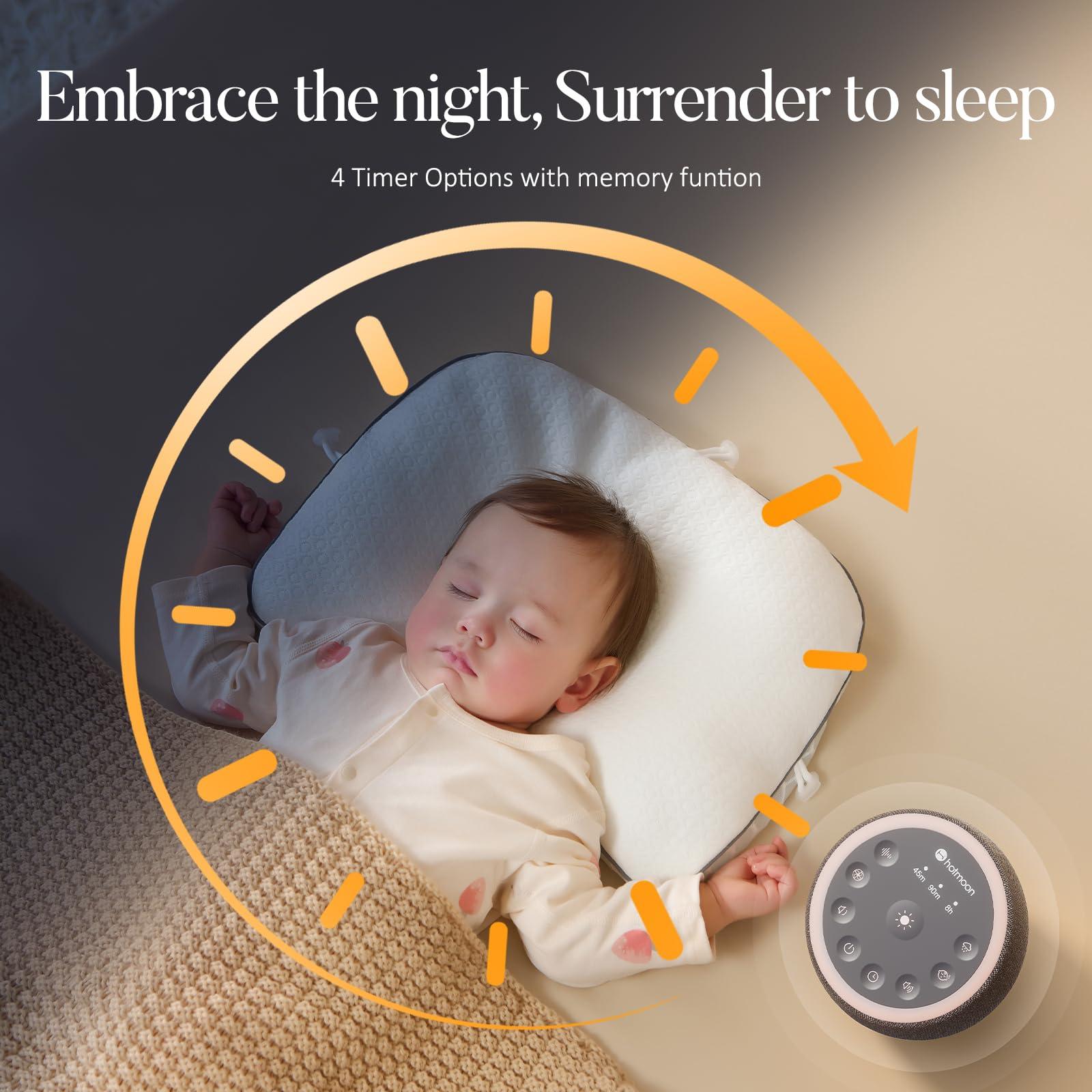 Hotmoon Sleep Sound Machine White Noise Machine 40 Non Looping Sounds 8 Night Light Colors 4 Timers 32 Adjustable Volume Memory Function Brown Noise Sounds Machine for Baby Kids Adult Plug-in, Black