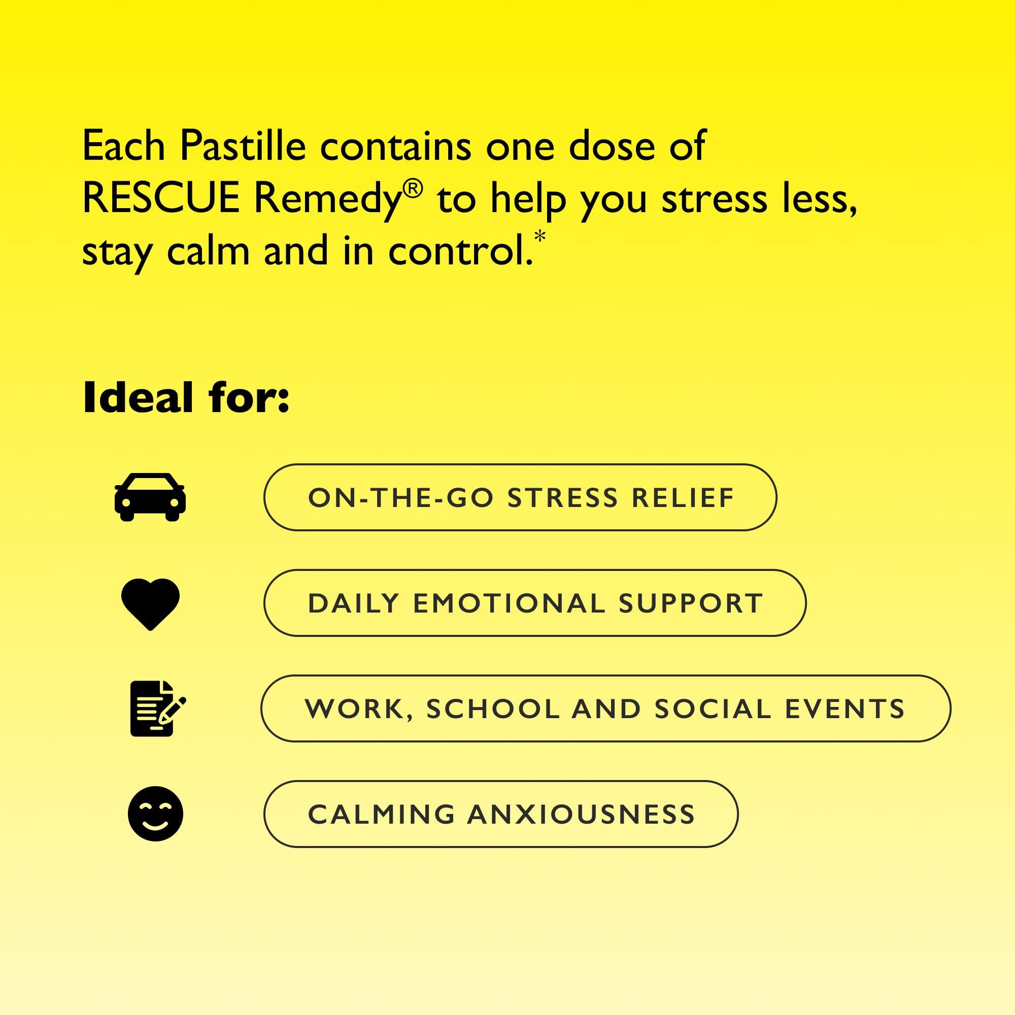 RESCUE RESCUE Bach PASTILLES, Mixed Berry Flavor, Stress Relief Lozenges, Homeopathic, Flower Essences, 35 Count