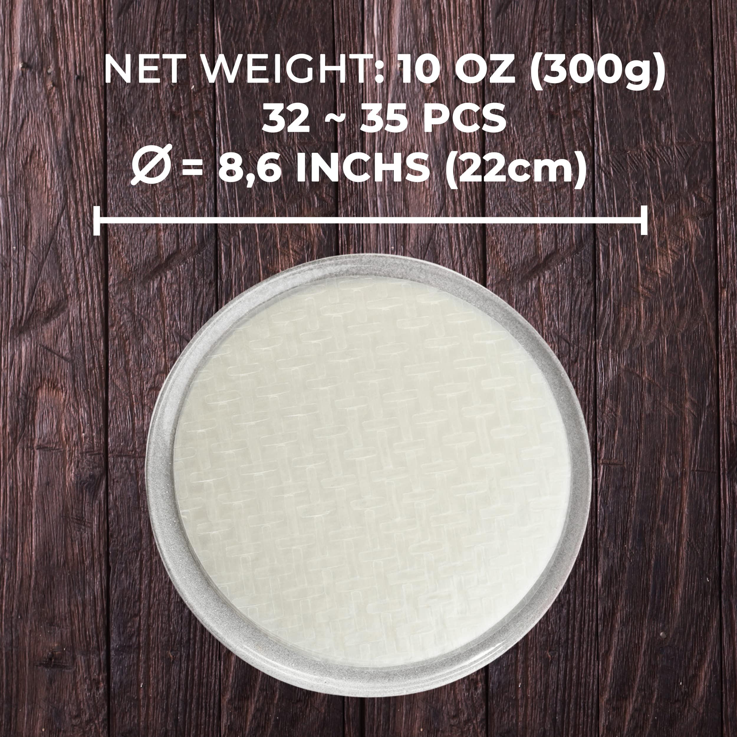 ASIADELI 30 Sheets Premium Rice Papers, 30~32 Sheets Per Pack, 10.5 oz, Vietnamese Spring Roll Wrapper, Premium Rice Paper, Round 22cm by ASIADELI(Pack of 1 Bag)