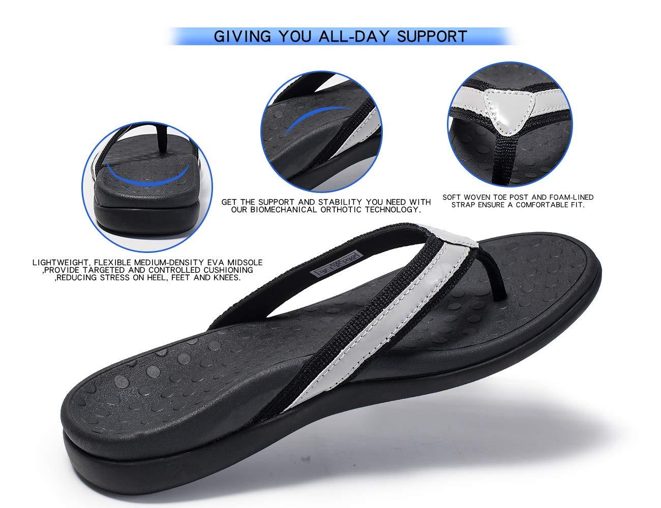 LLSOARSS LLSOARSS Plantar Fasciitis Feet sandal with Arch Support - Best Orthotic flip flops for Flat Feetheel pain- for Women (9, Matt Silver)