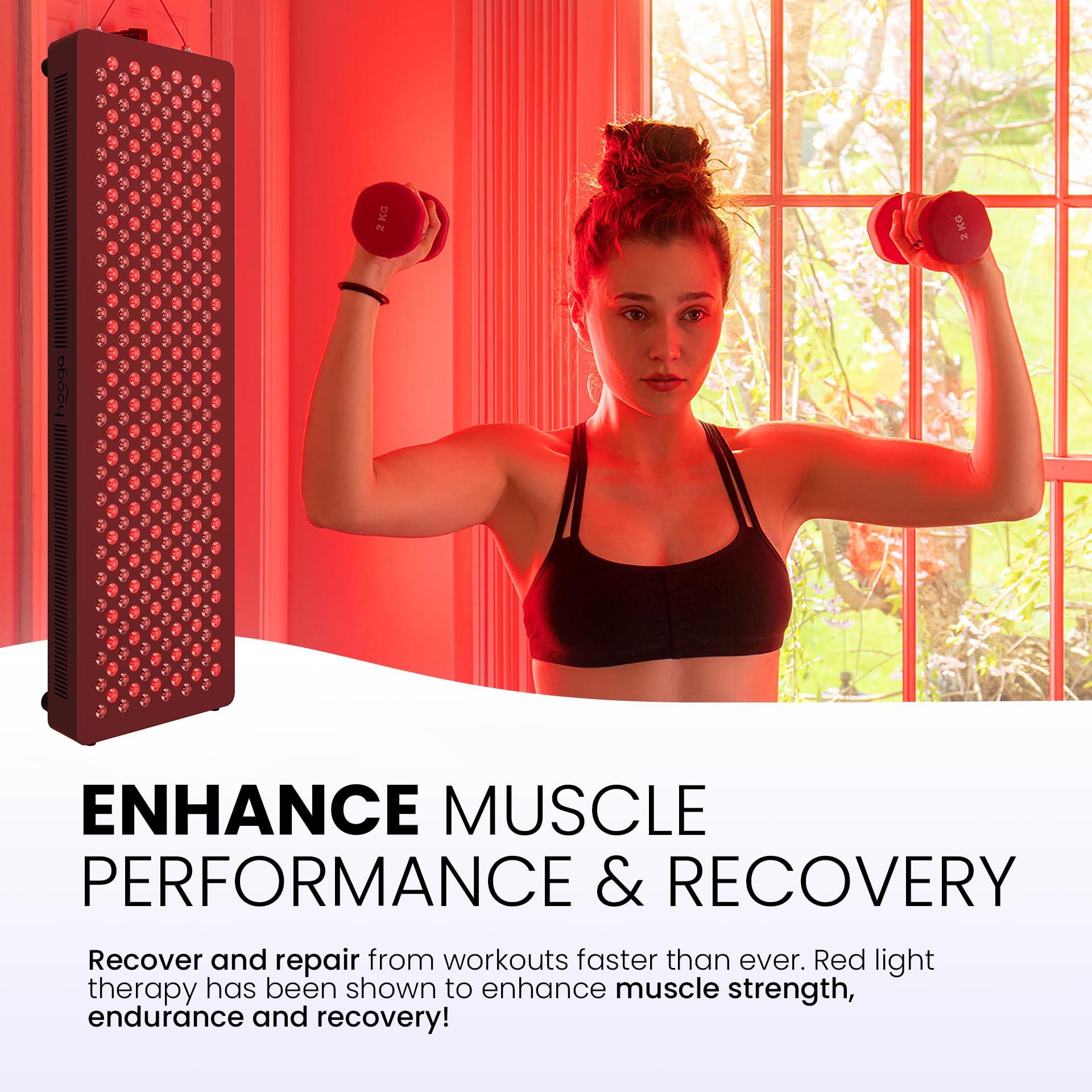 hooga Hooga Red Light Therapy for Face and Body, Red 660nm Near Infrared 850nm, 200 LEDs, High Power Panel for Pain Relief, Sleep, Skin Health, Anti-Aging, Energy, Recovery. Hanging Kit Included. HG1000.