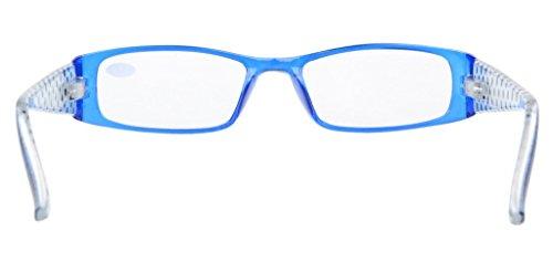 Eyekepper Eyekepper 5-Pack Spring Hinges Polka Dots Patterned Temples Rectangular Reading Glasses Readers Blue +1.75