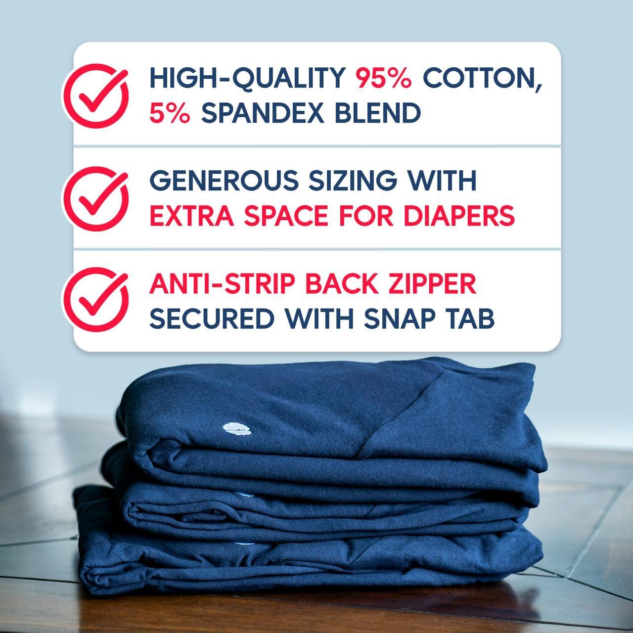 Dementia Aide Premium, Unisex, Anti-Strip & Incontinence Onesie/Jumpsuit - Clothing for Alzheimer\'s and Dementia - (Navy Blue, Large)