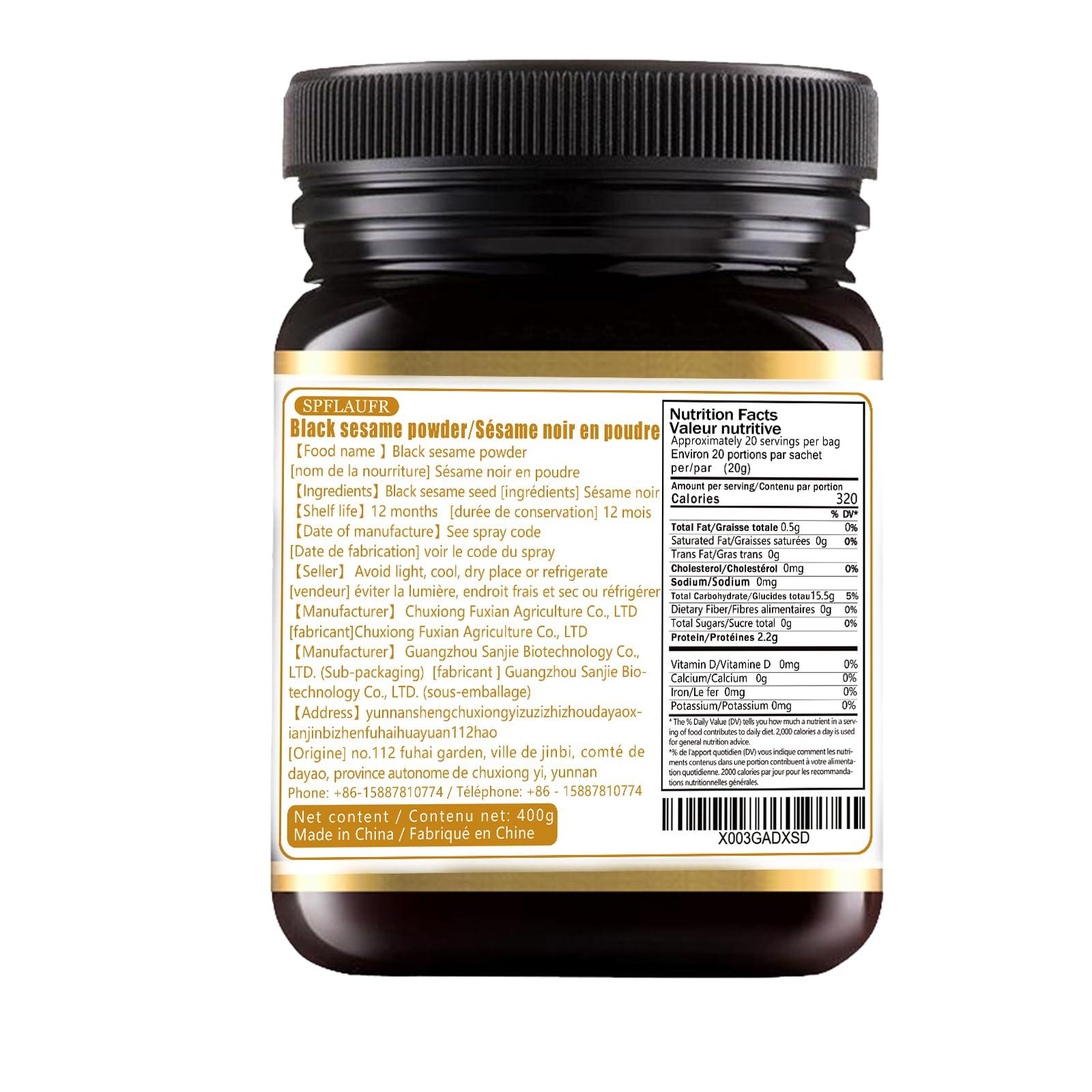 SPFLAUFR Black Sesame Powder (14.1ounce) pure black sesame paste100% Black Sesame Seeds Powder, No Sugar,400gram