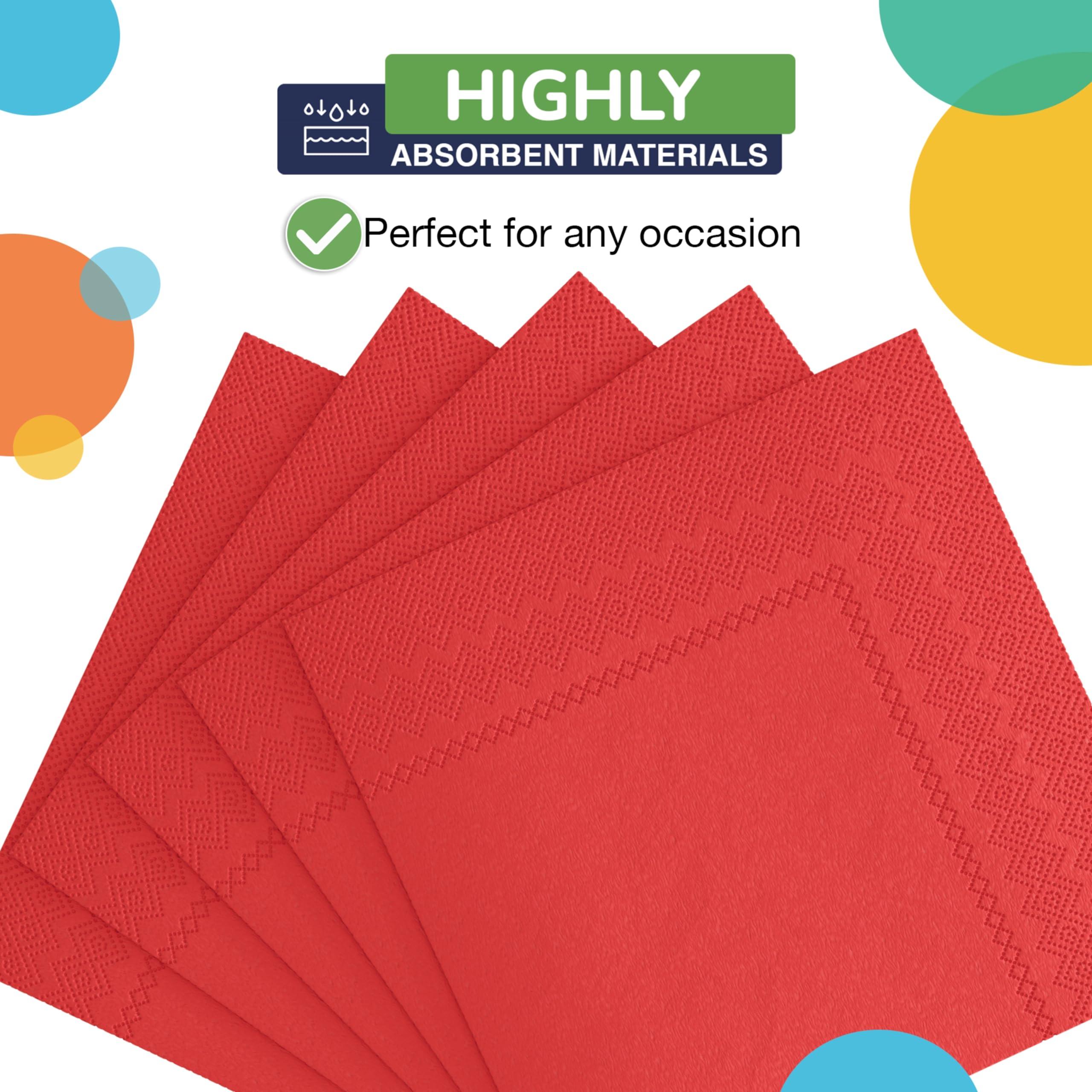 Exquisite 100 Pack Red Paper Napkins Disposable, 2 Ply Party Napkins, Red Disposable Napkins, Fun Napkins Everyday - Red Napkins Great As Luncheon Napkins Or Dinner Napkins Paper Exquisite
