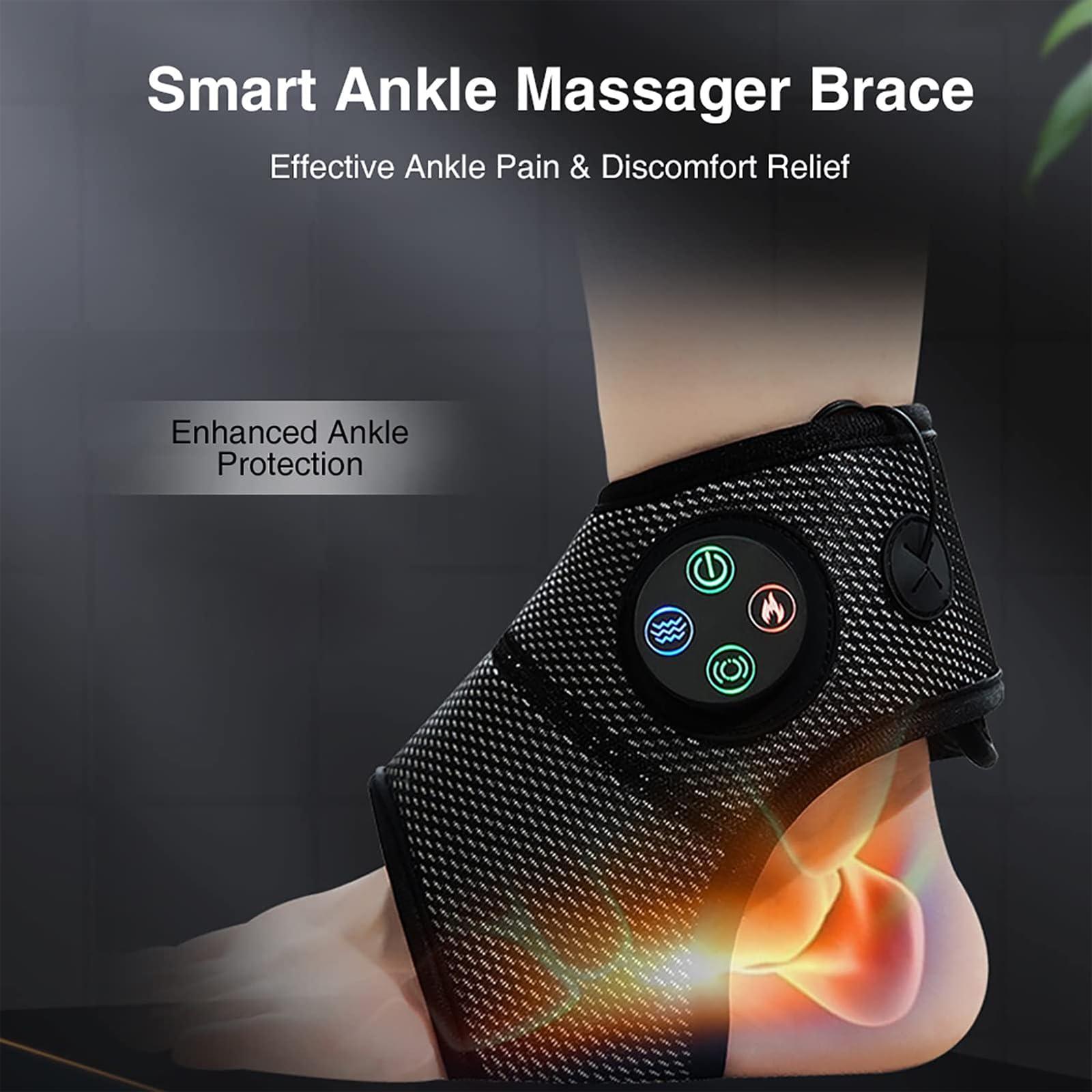 IxapA Smart Ankle Massage, Electric Vibration Hot Compress Heating Brace Ankle Massage Foot Massage, for Injury Joint Recovery, Pain Fatigue Relief