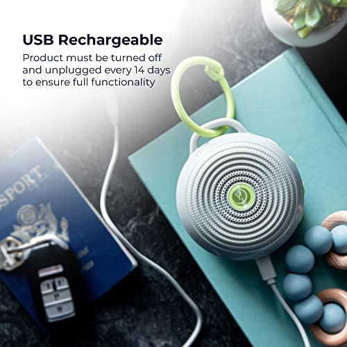 Marpac Yogasleep Hushh Portable White Noise Machine for Baby, 3 Soothing, Natural Sounds with Volume Control, Compact for On-The-Go Use & Travel, USB Rechargeable, Baby-Safe Clip & Child Lock