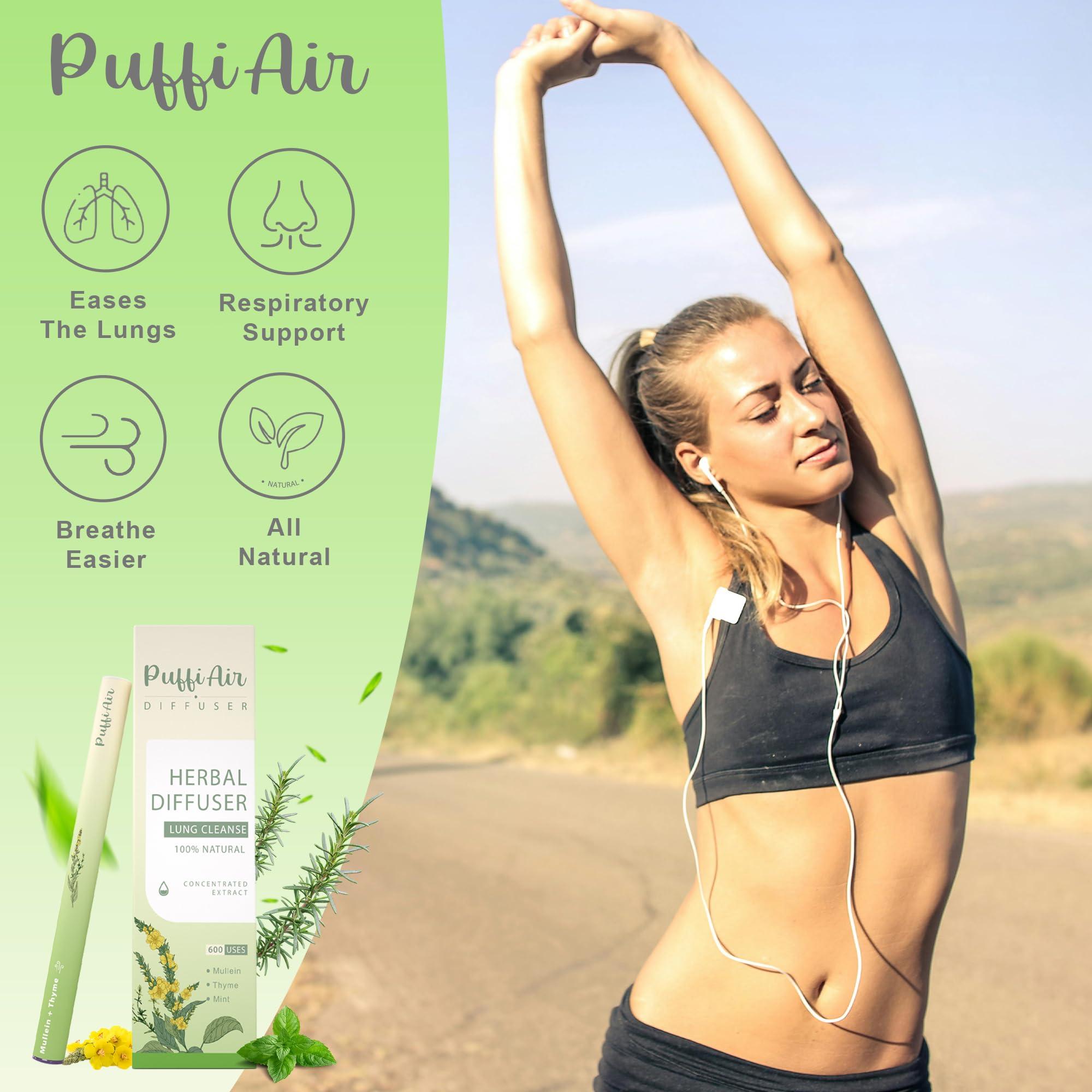 PUFFIAIR PuffiAir Herbal Diffuser Upgraded with Extracts of Mullein, Thyme and Mint for Cleansing Lungs, Improving Breathing and Oral Air Freshening