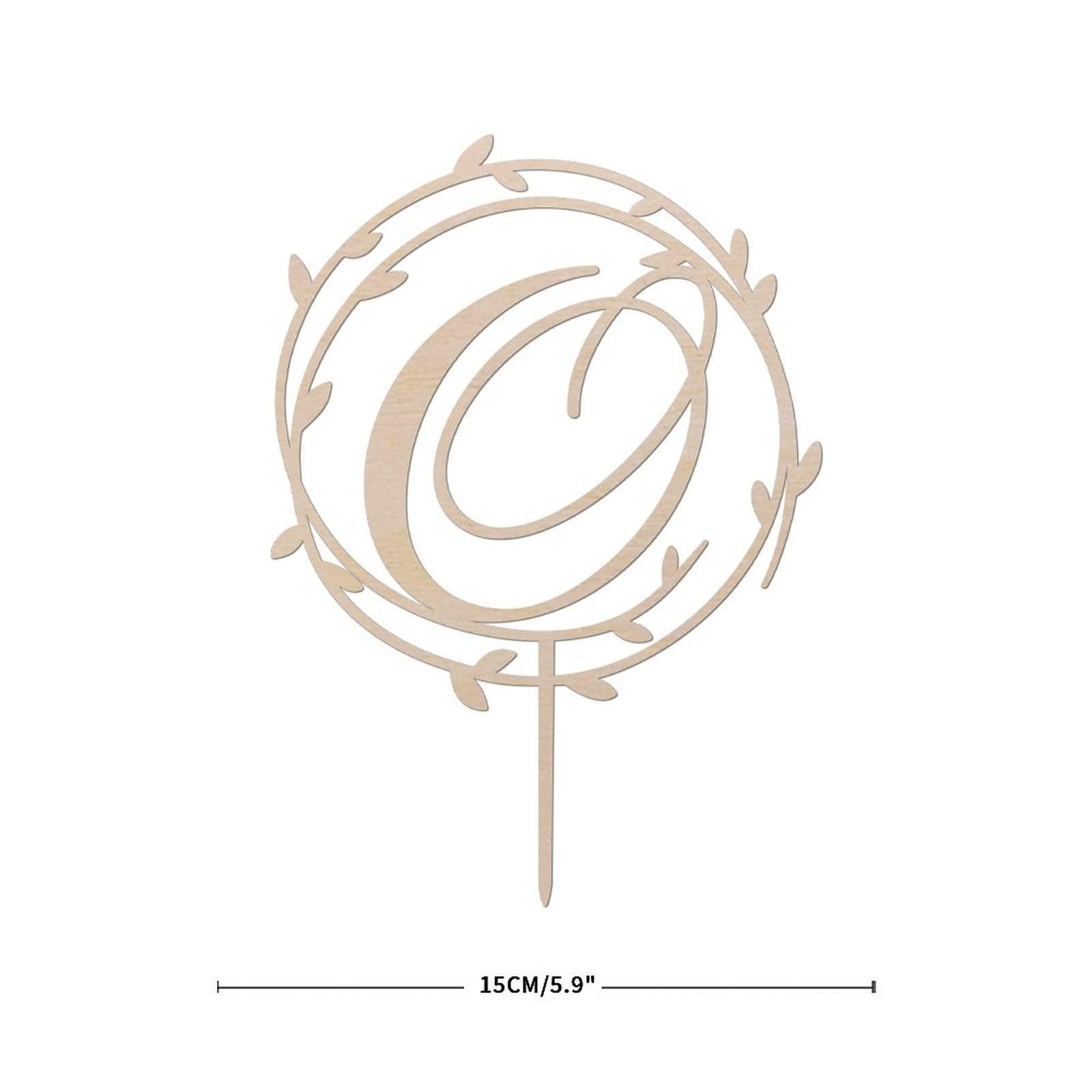 buythrow Rustic Wood Letter O Wedding Cake Toppers, Custom Letters Cake Topper,Floral Wedding Cake Topper,initial Letters Cake Topper Custom Any Initial Cake Topper for Wedding Birthday Party Supplies